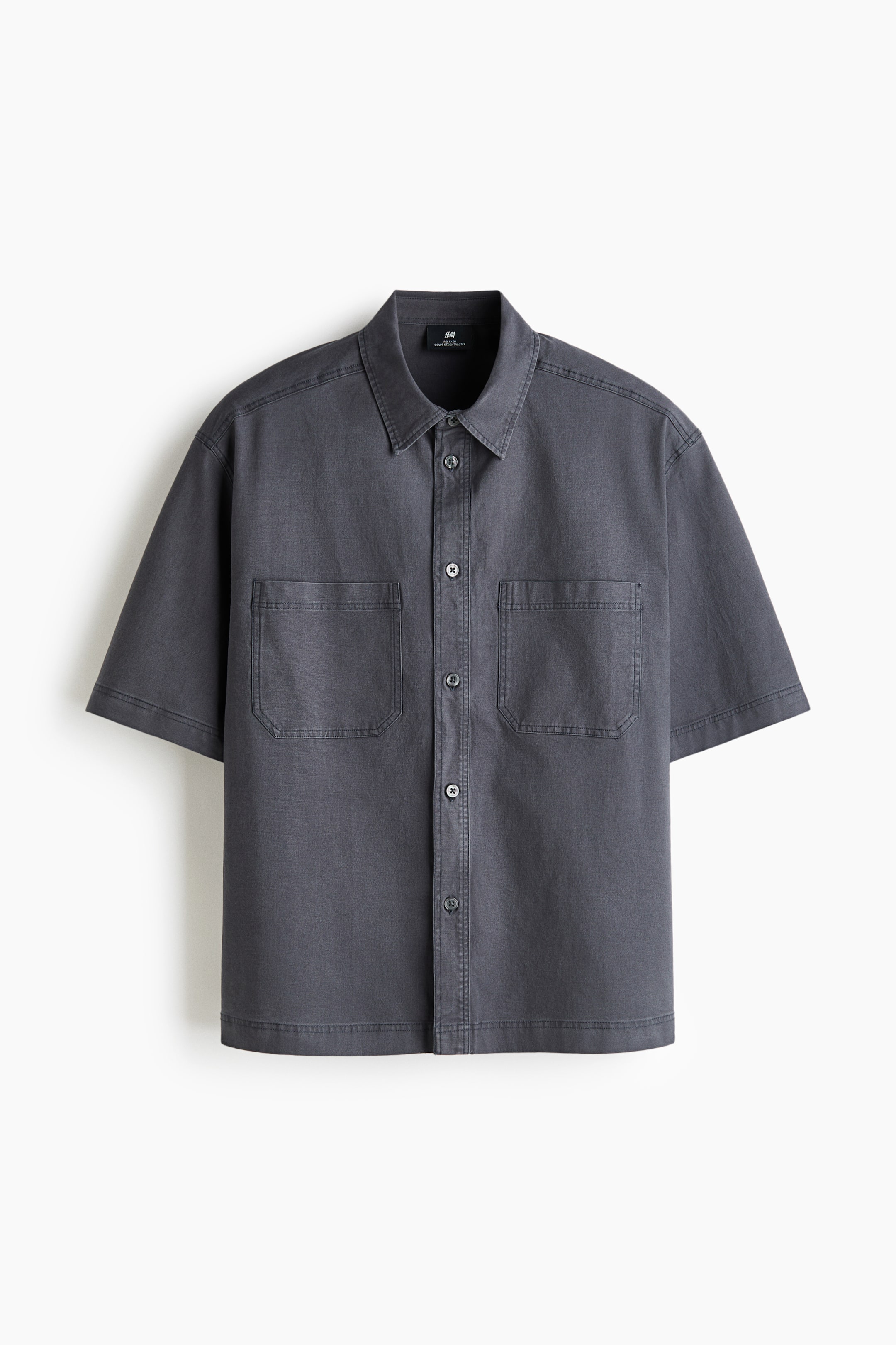 Мужские рубашки H&M Relaxed-Fit Short-Sleeved Cotton Shirt