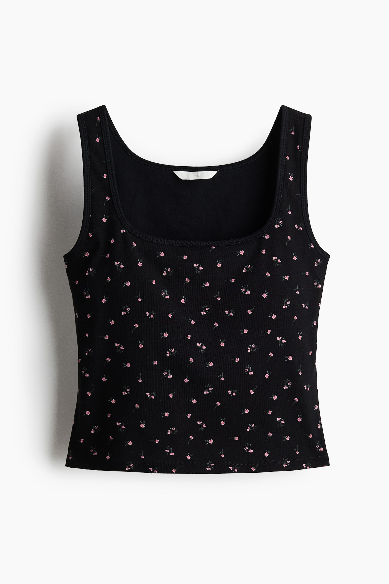 Integral-bra cotton vest top - Black/Floral/White/Dusty pink/Grey marl/Black/Dark brown