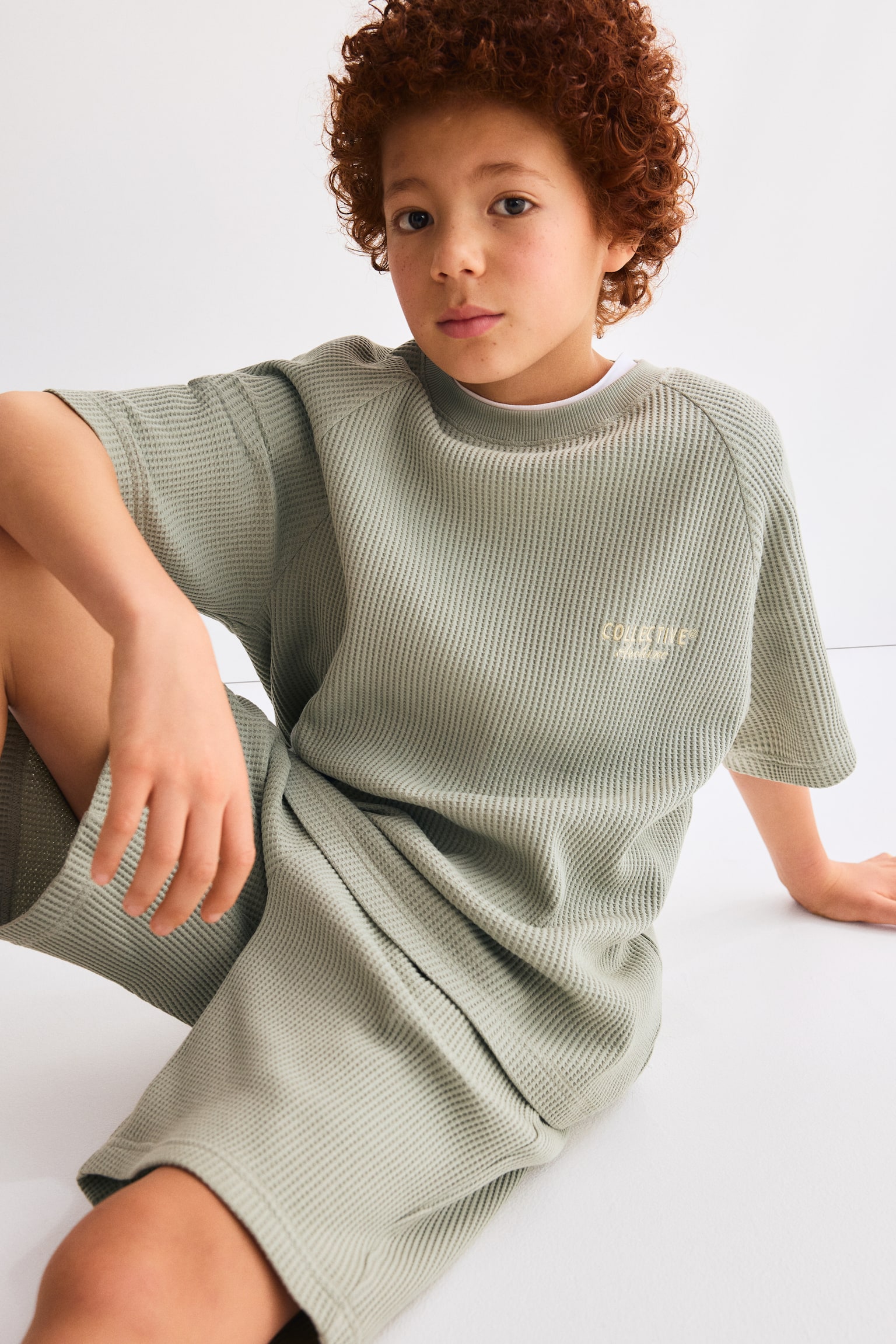 Conjunto de 2 piezas en punto gofrado - Verde caqui claro - 4