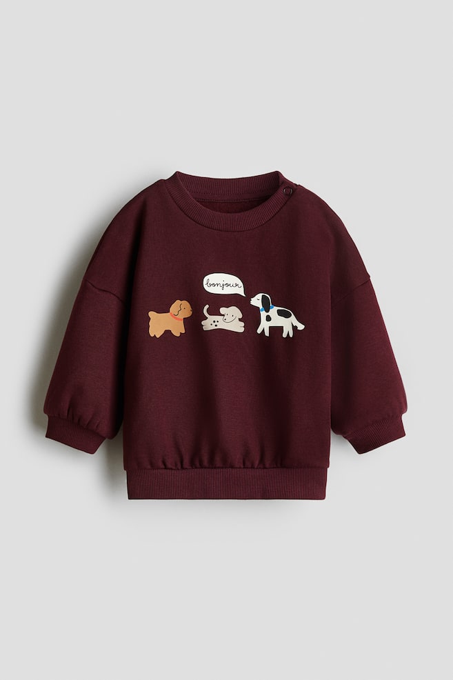 Printed sweatshirt - Dark red/Bonjour/Dark turquoise/Dinosaur/Dark grey/Ghosts - 1