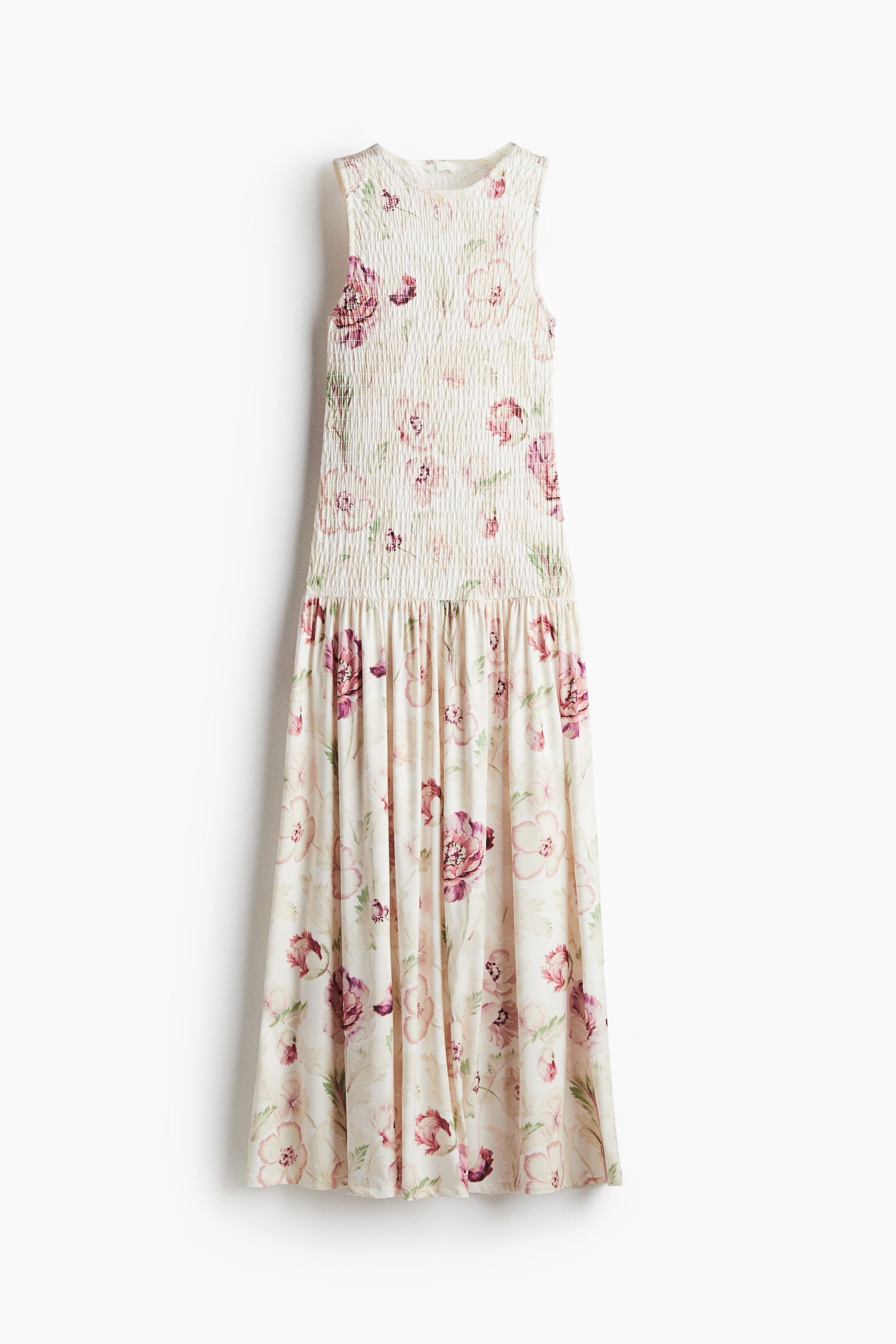 Ζέρσεϊ φόρεμα με σφηκοφωλιά - Κρεμ/φλοράλ/Ανοιχτό μπεζ