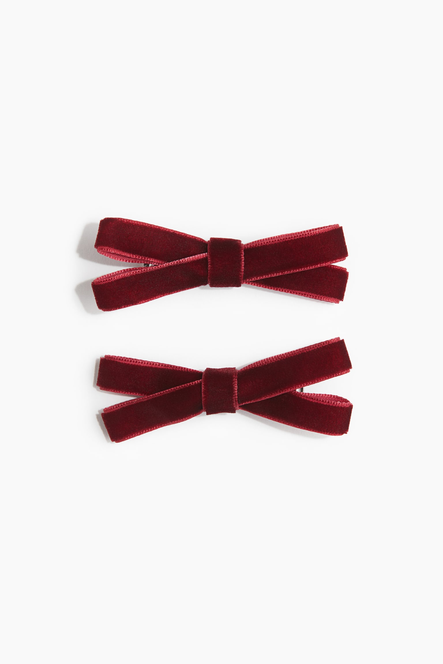 2-pack velvet bow hair clips - Burgundy - 1