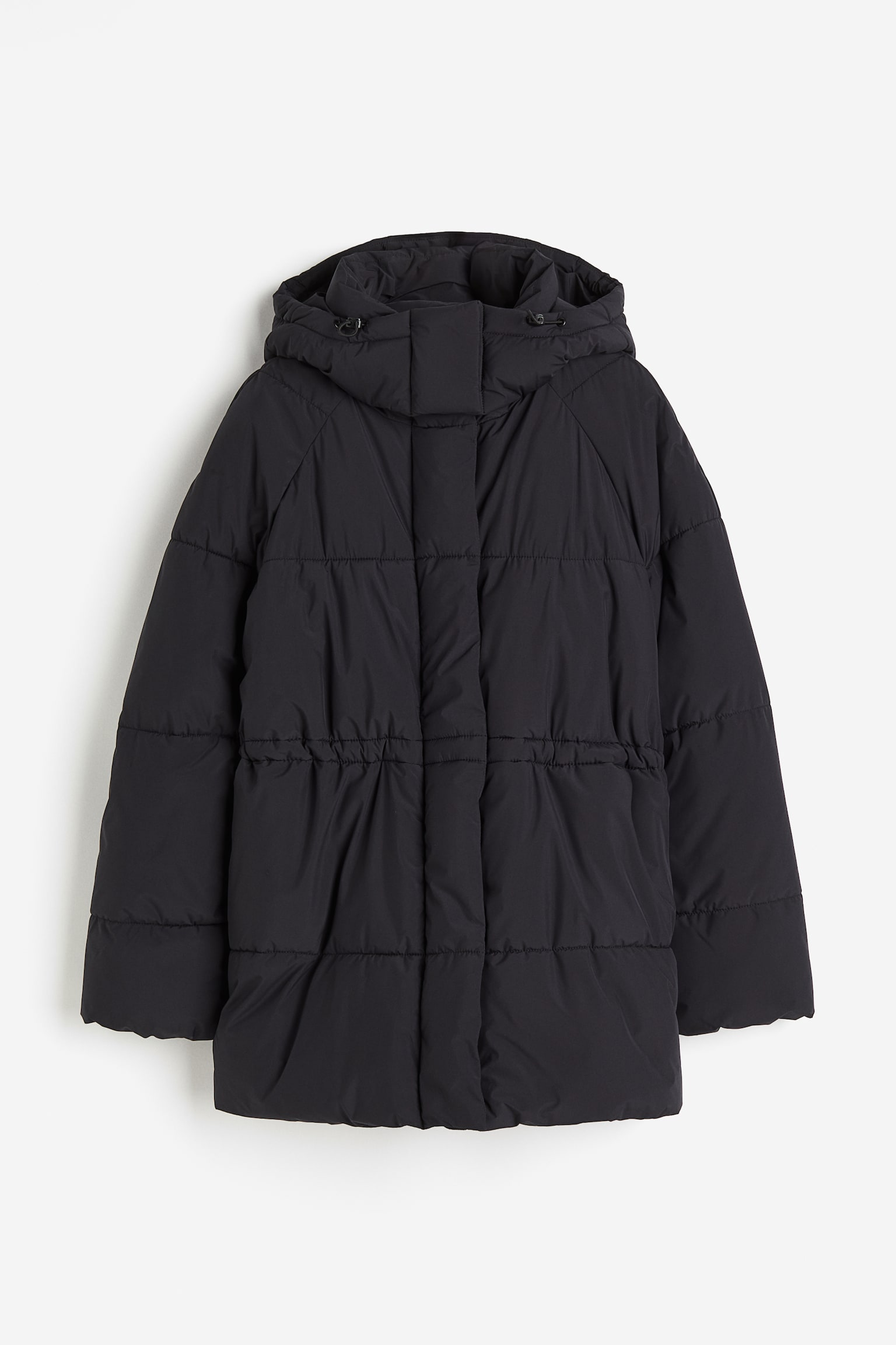 Hooded Puffer Jacket - Black/Navy blue - 1