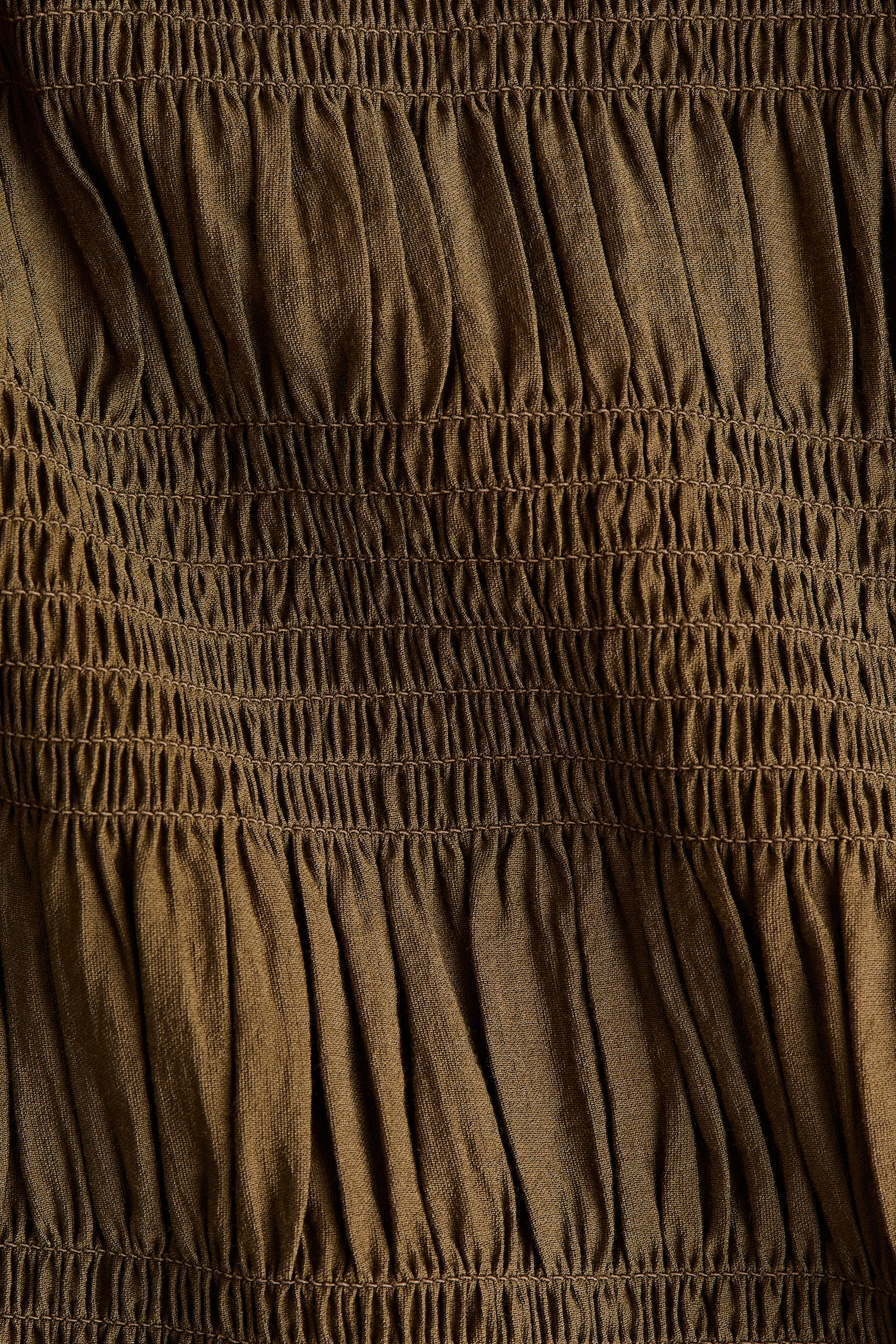 Smocked dress - Dark khaki green - 2