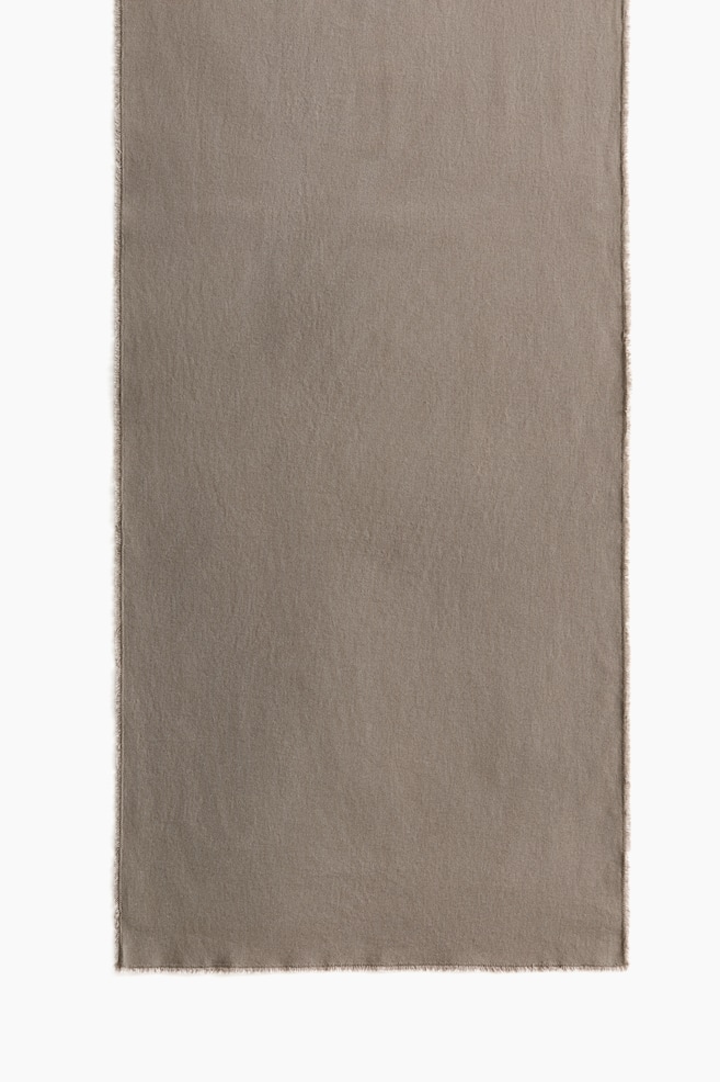 Tafelloper van linnenmix met franje - Taupe/Lichtbeige/Donkerbruin - 1