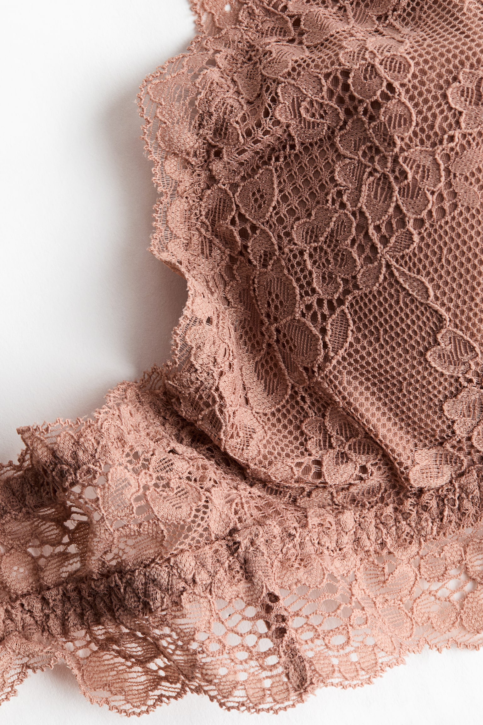 Padded soft lace bra - Light brown/White - 4