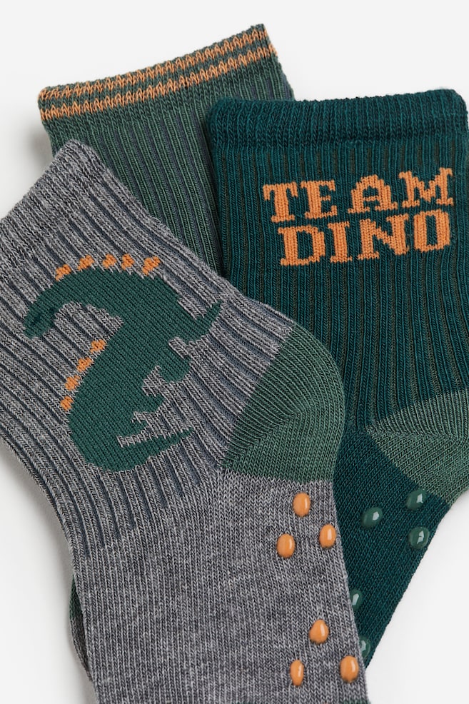 3-pack anti-slip socks - Dark green/Team Dino/Purple/Block-coloured/Blue/Dinosaur/Light pink/Strawberries/dc/dc - 2