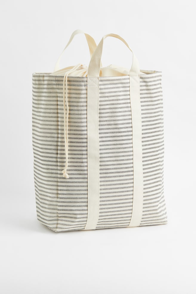 Cotton twill laundry bag - White/Striped/White - 1