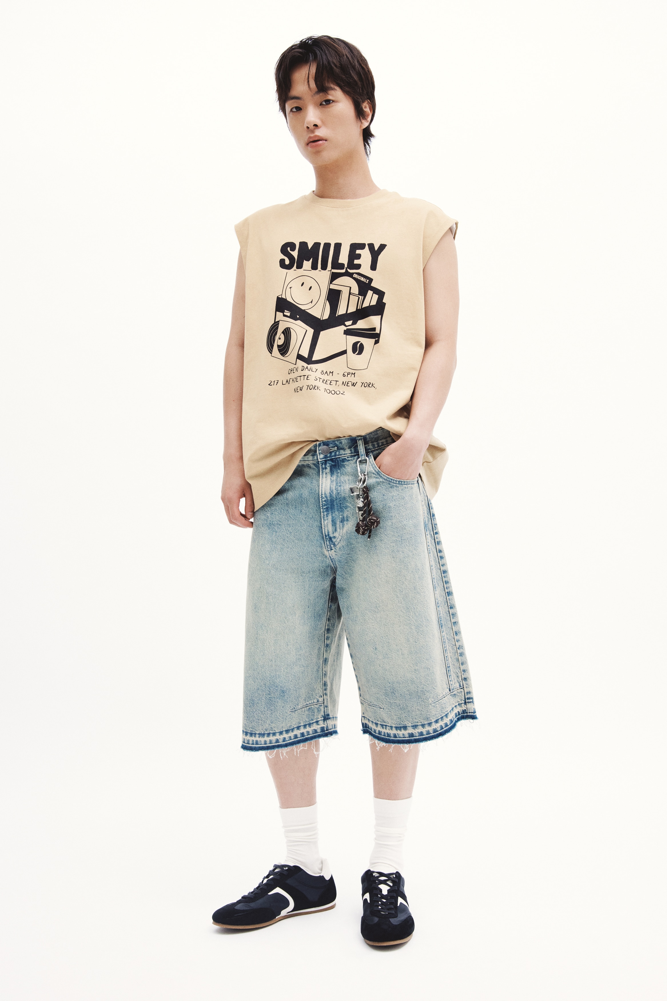 Loose-Fit Printed Cotton Tank Top - Beige/Smiley® Originals/White/Smiley® Originals/Dark brown/Smiley® Originals