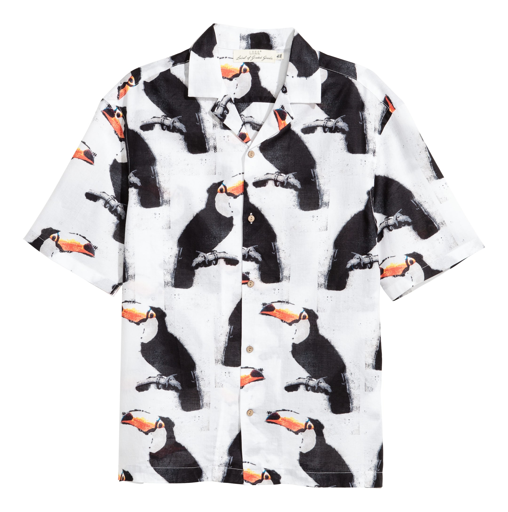 Agrandir l'image: Chemise à col cubain - Blanc/oiseaux - HOMME | H&M FR 1