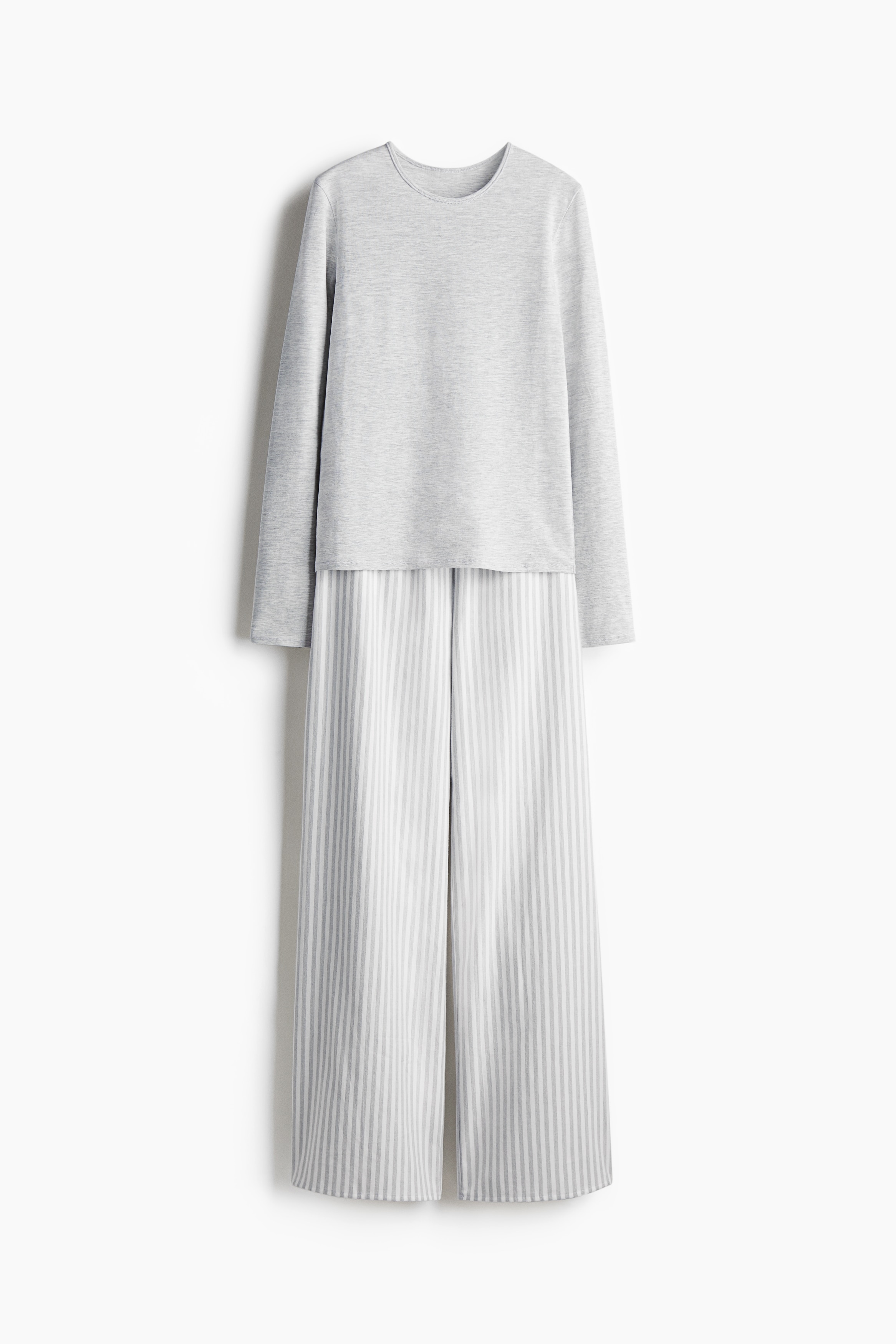 Ladies - Light grey marl/Striped Pyjamas - Size: XL  - H&M