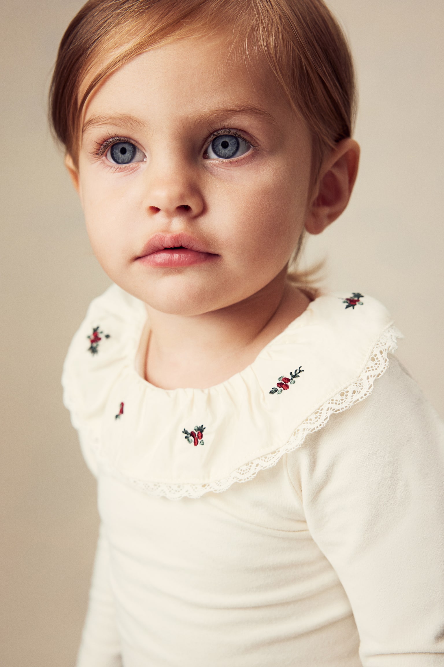 Collar Cotton Bodysuit - White/Berries - 4