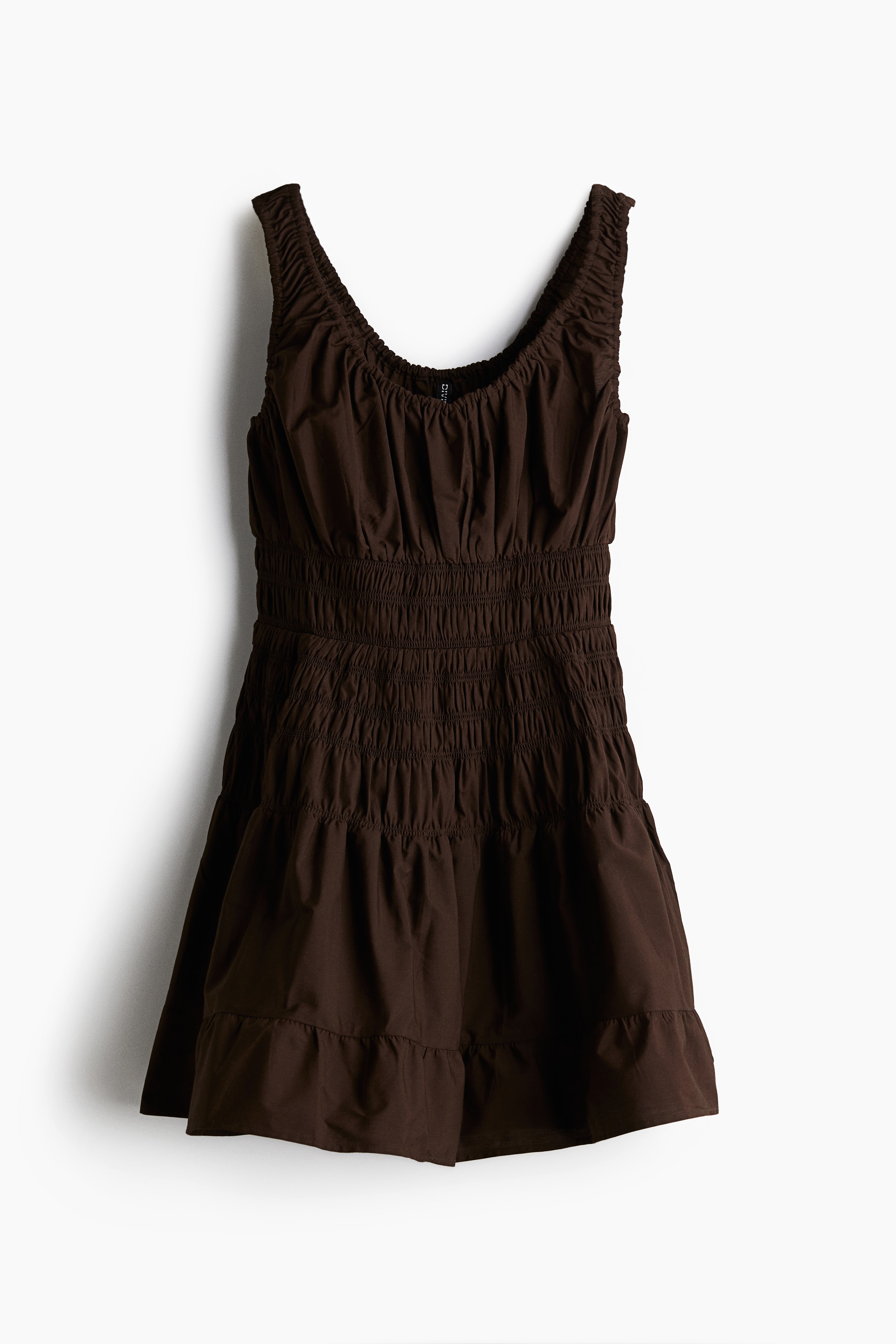 Jurk met smokwerk - Donkerbruin/Wit/Roomwit/sinaasappels