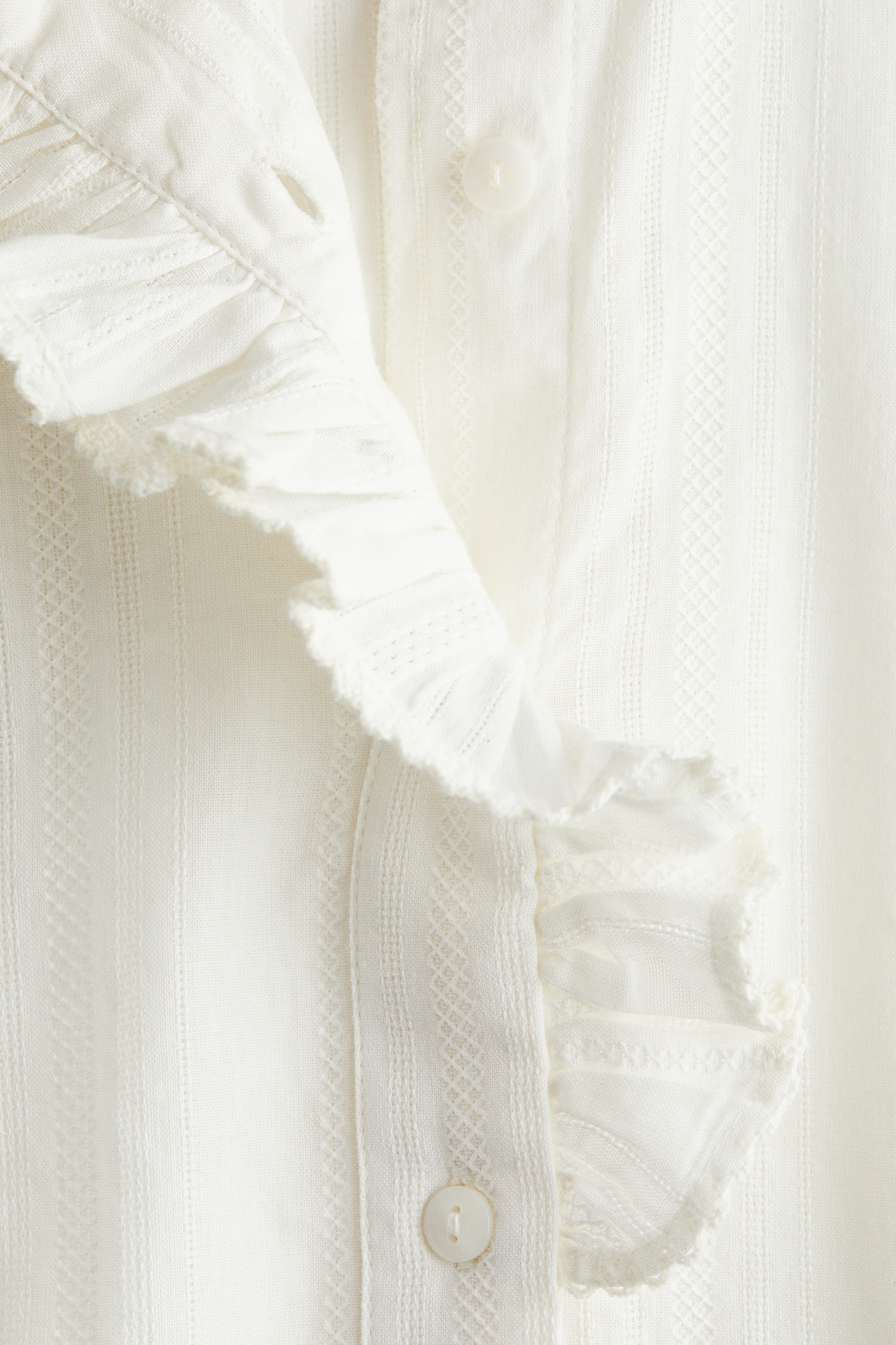 Frill-collared cotton blouse