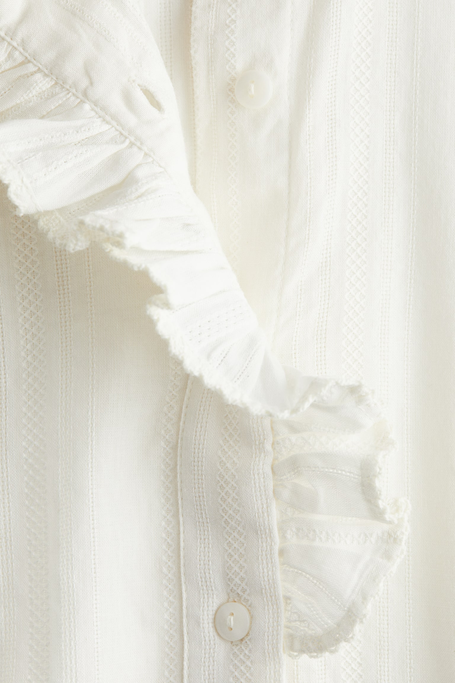 Frill-collared cotton blouse - White/Light pink/Light blue/Checked - 6