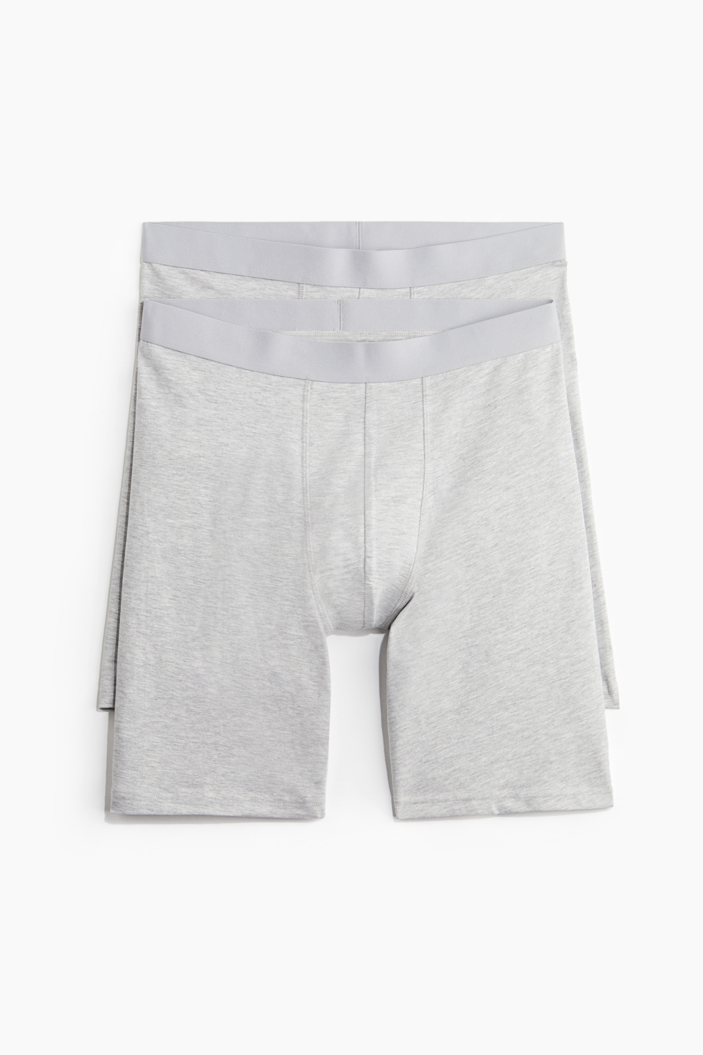 2'li Uzun Paça Boxer Şort Lycra® - Gri kırçıllı