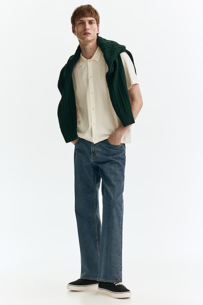 Regular Fit Cable-knit shirt-White - 7