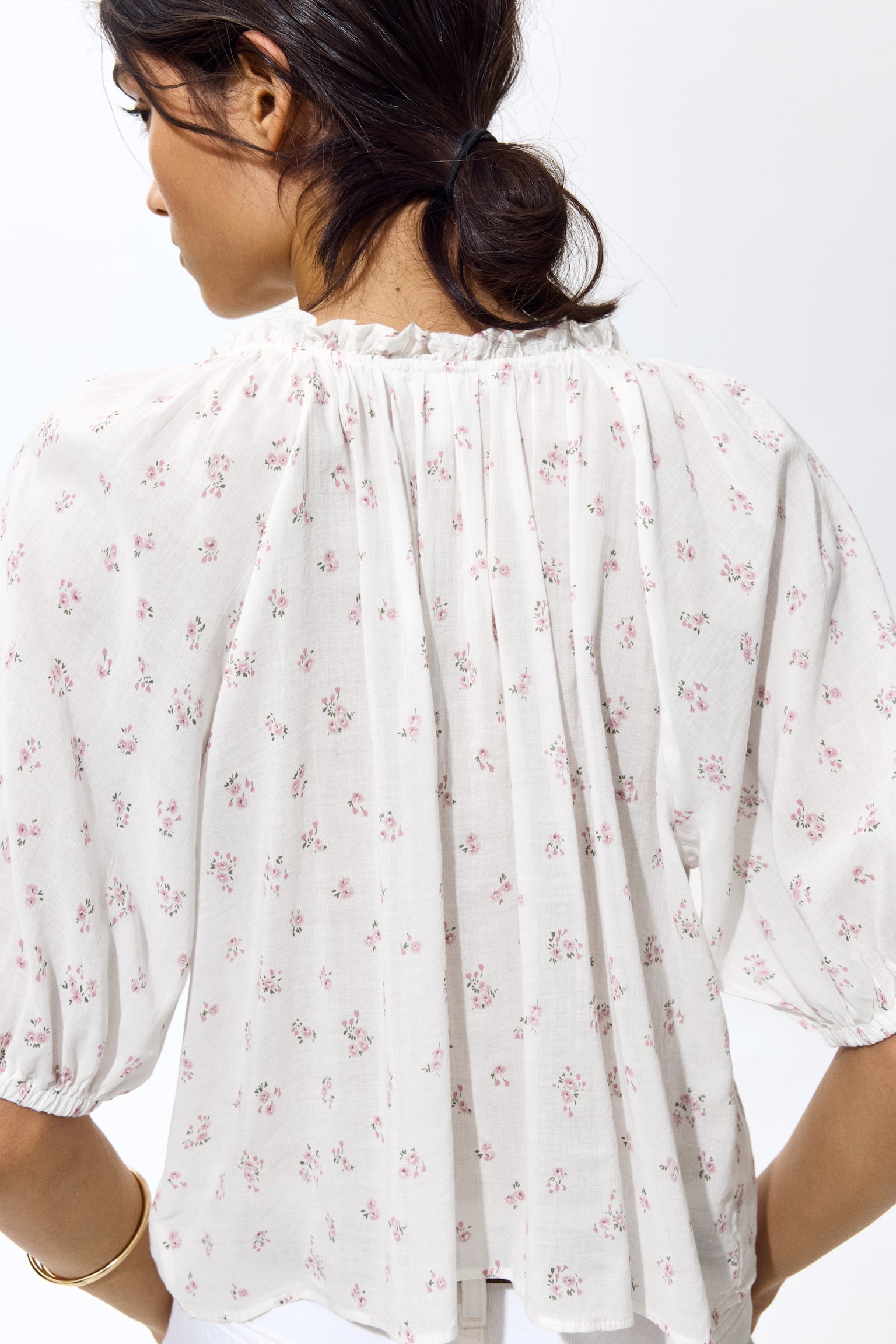 Pintucked blouse-White/Floral - 5