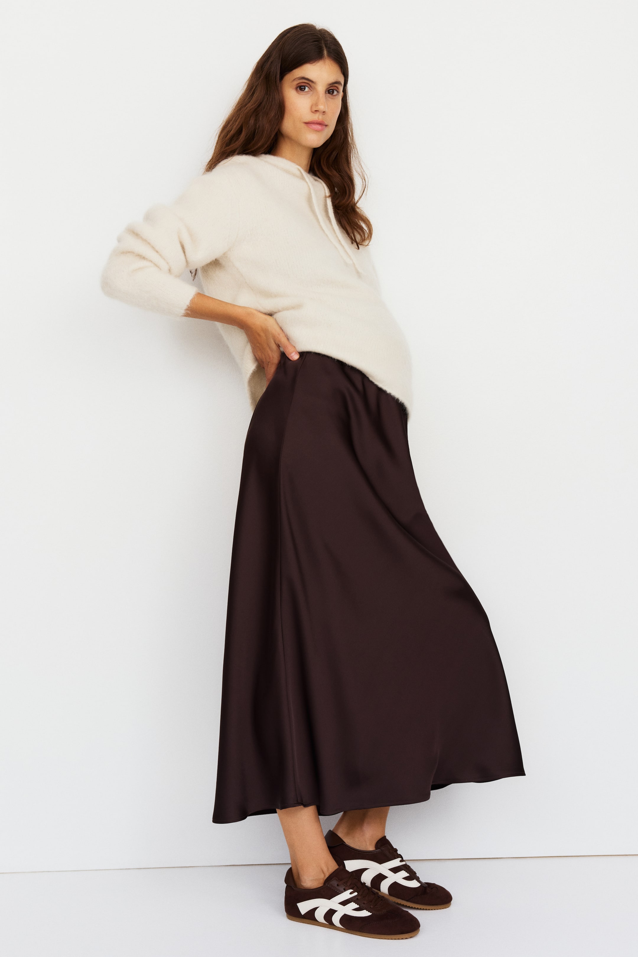 View larger image: MAMA Satin slip skirt - Dark brown - Ladies | H&M MY 1