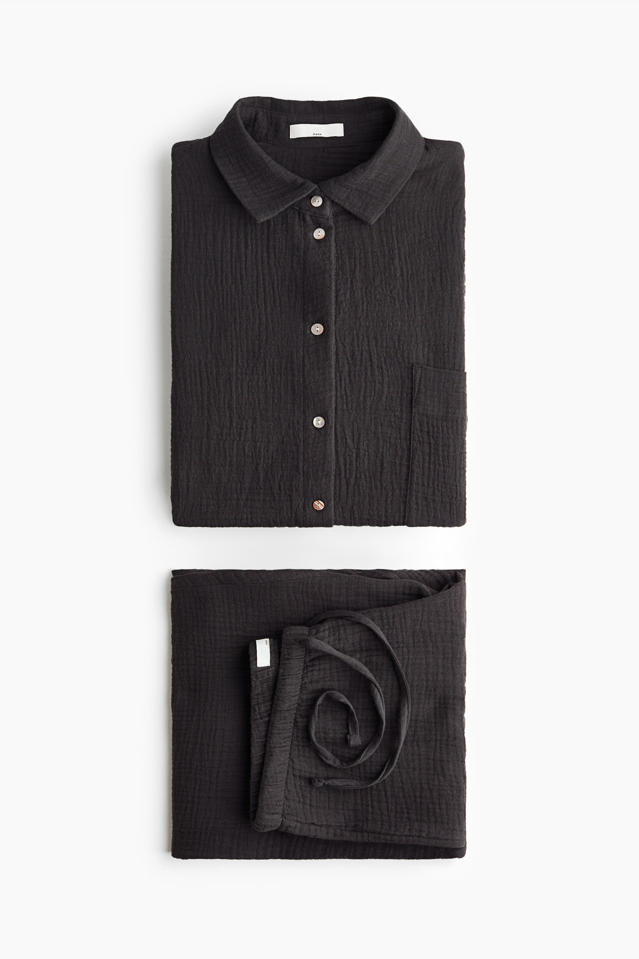 View larger image: MAMA Cotton muslin pyjamas - Dark grey - Ladies | H&M IN 2