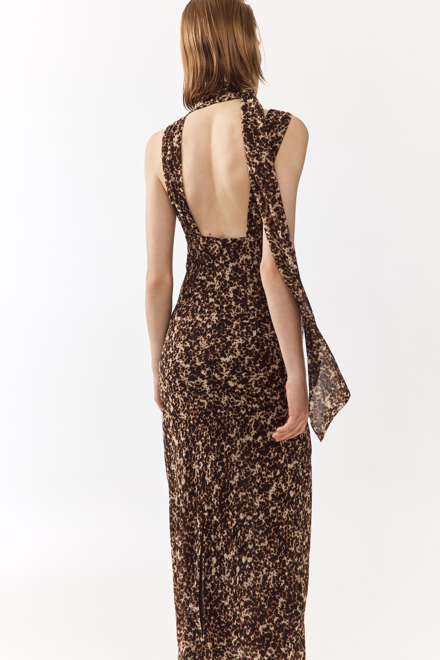 Женское платье H&M Scarf-Detail Chiffon, цвет: Тёмный коричневый — фото 5