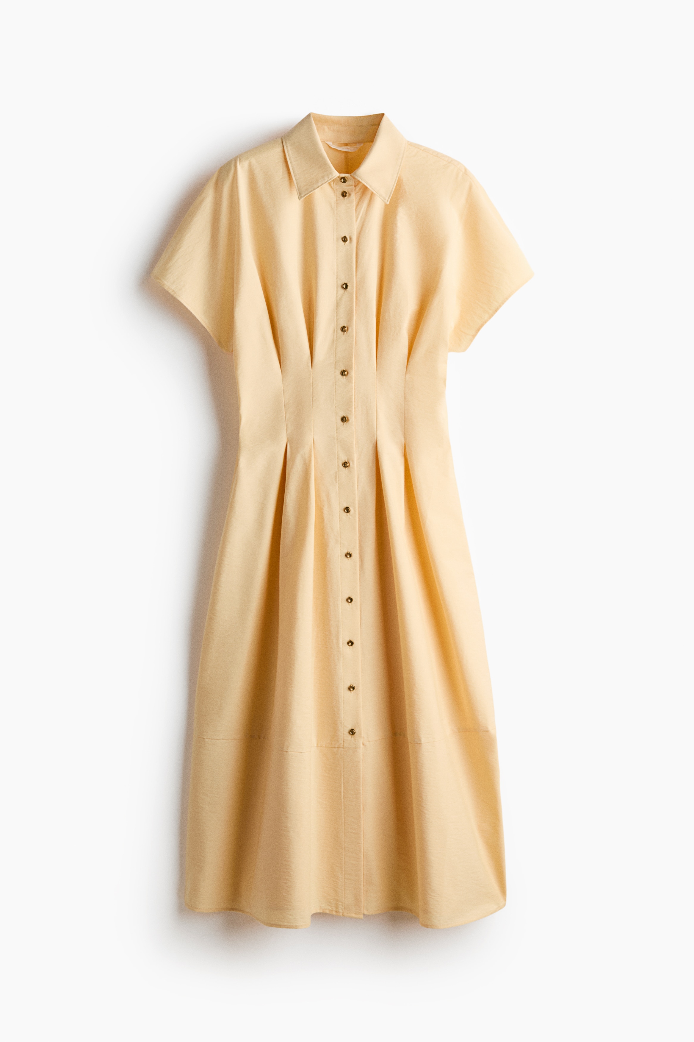 Waisted shirt dress - Light yellow/Burnt orange