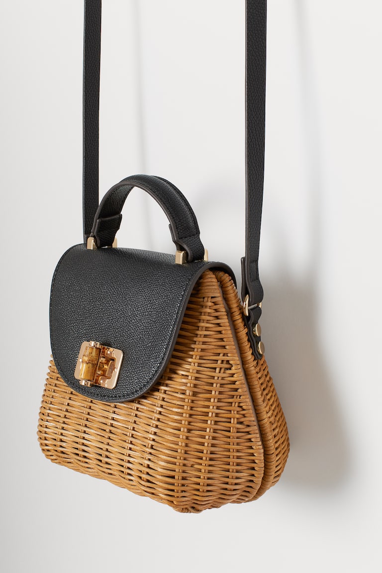 Shoulder Bag Rattan Bag H&m H&M Women Beige Solid Round Straw