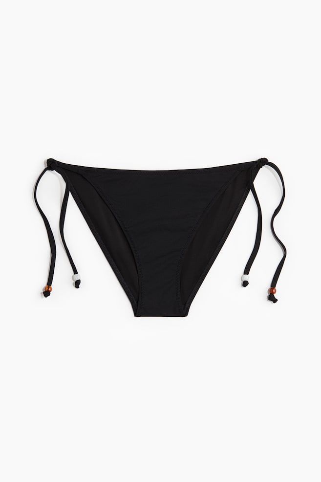 Tie tanga bikini bottoms - Black - 1