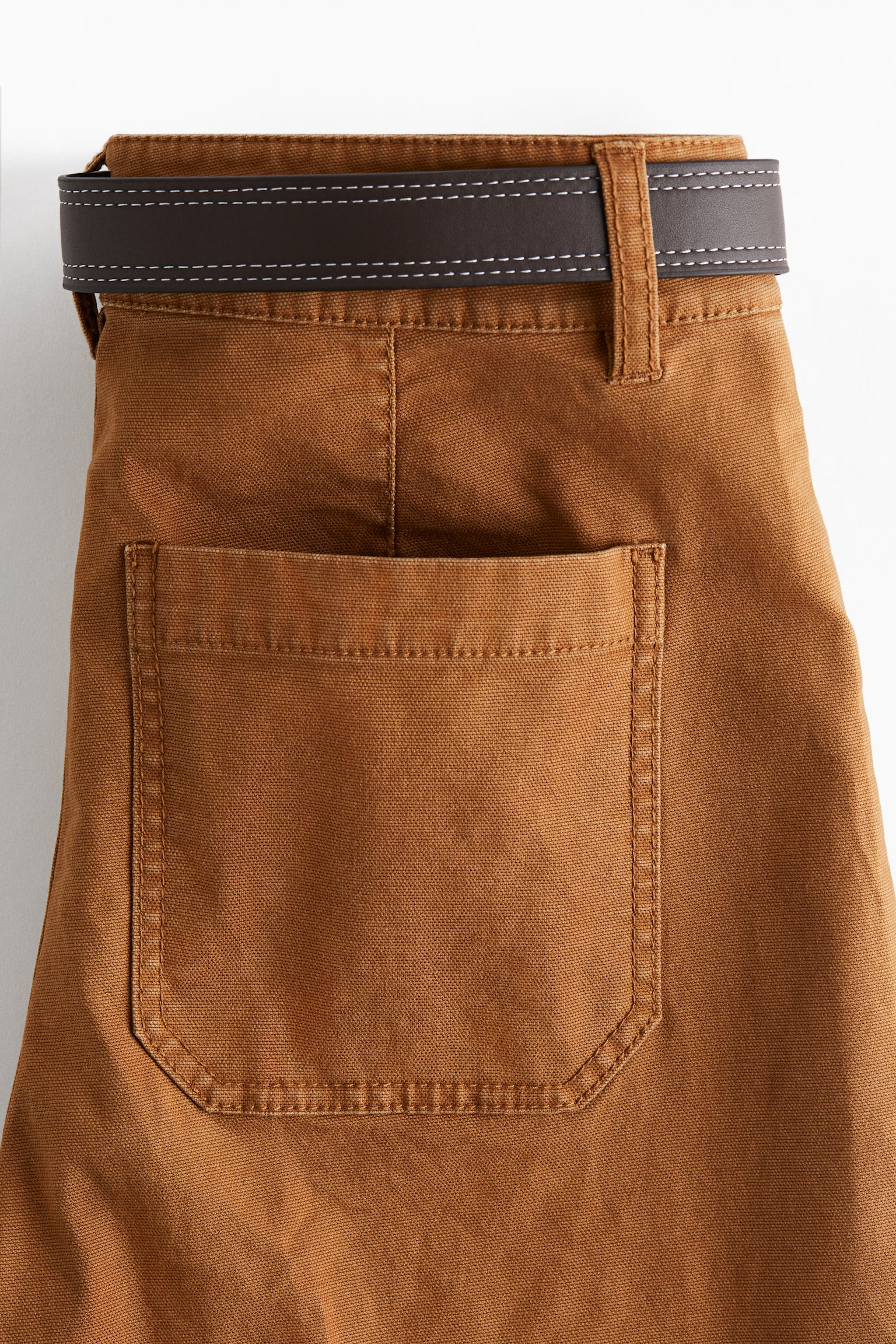 Belted canvas trousers - Brown - 2