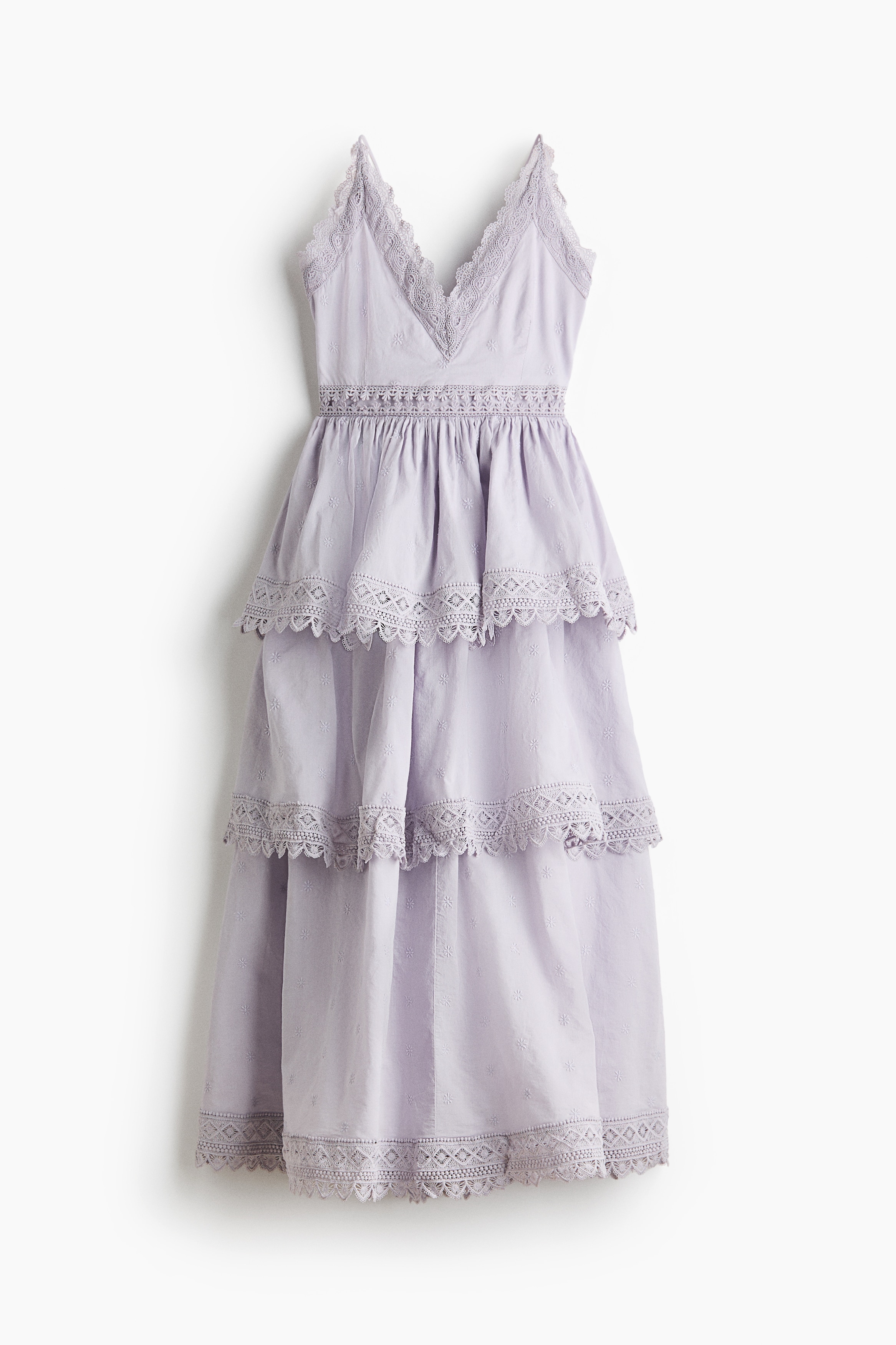 Baumwollkleid mit Spitze - Helllila