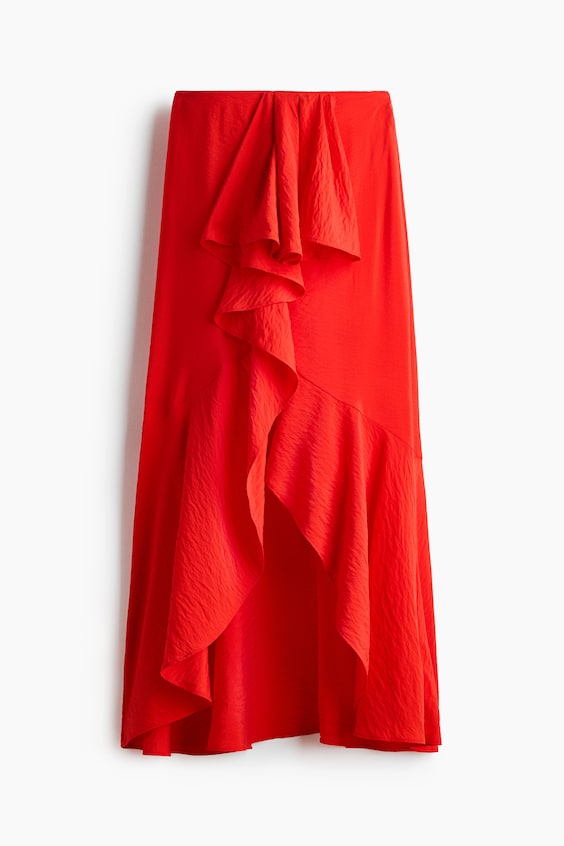 Женские юбки H&M Flounce-trimmed viscose-blend skirt