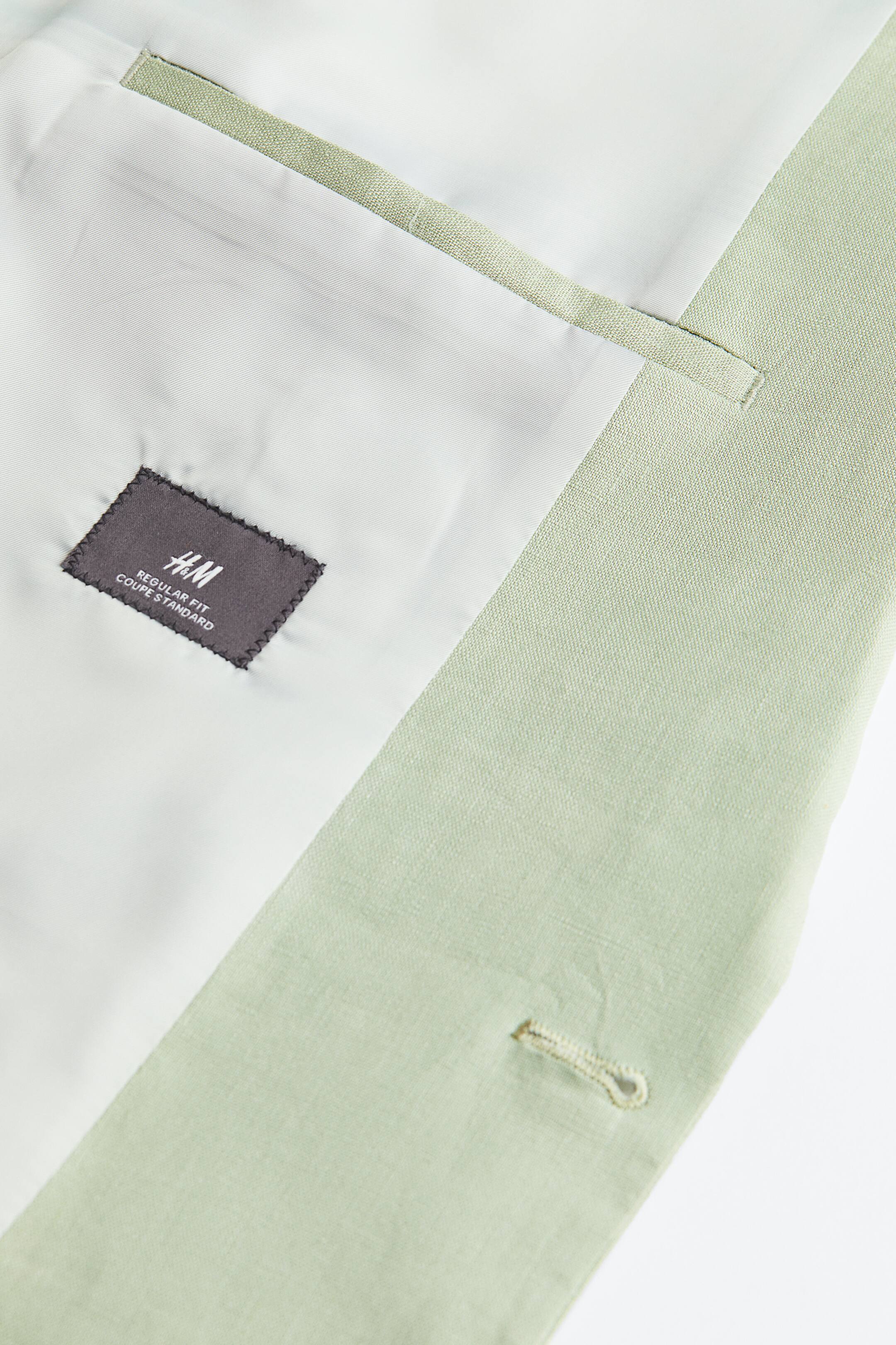 이미지 확대 보기: 레귤러핏 리넨 재킷 - 피스타치오 그린 - Men | H&M KR 3