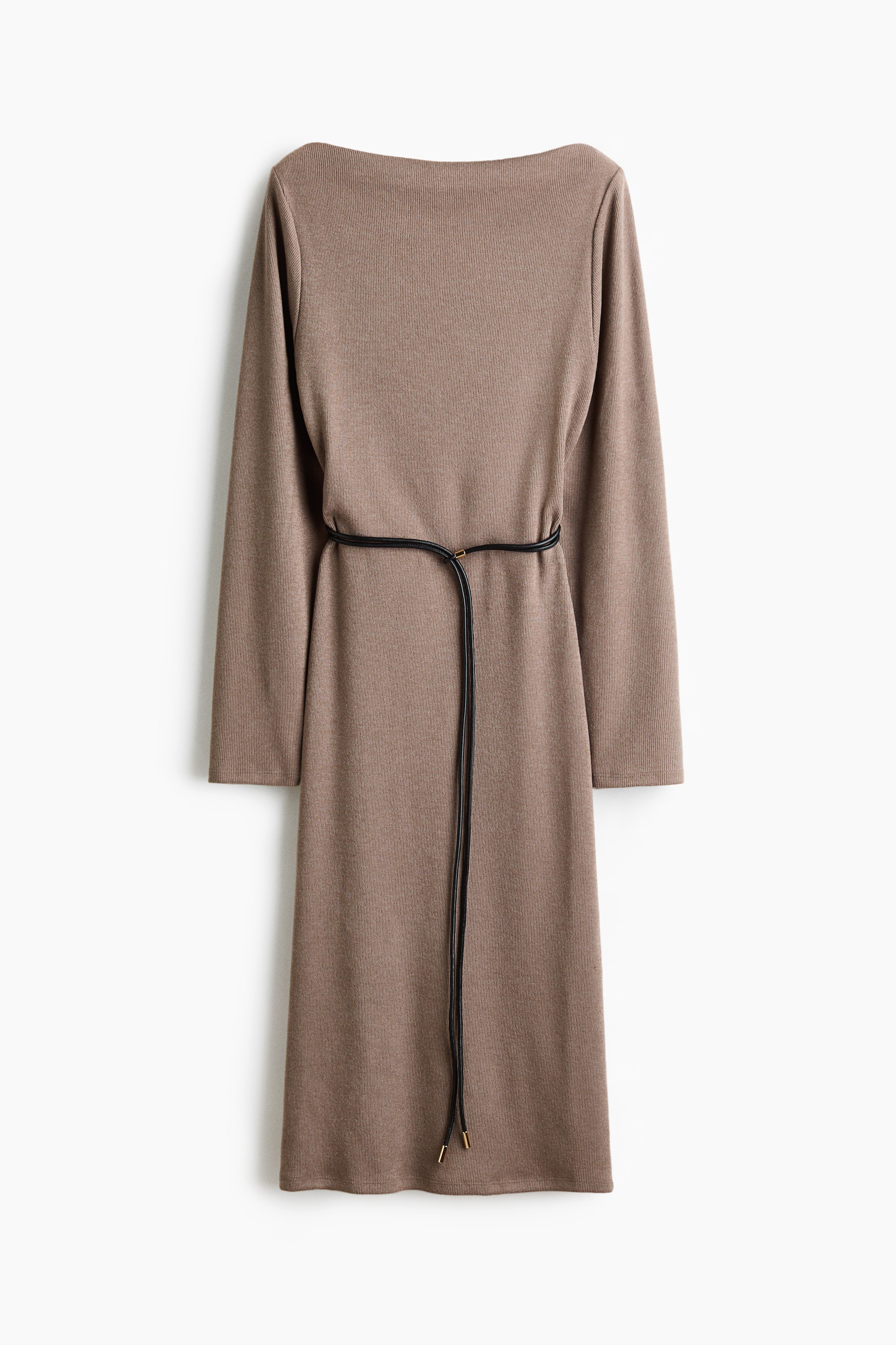 View larger image: Belted rib-knit dress - Greige - Ladies | H&M 1