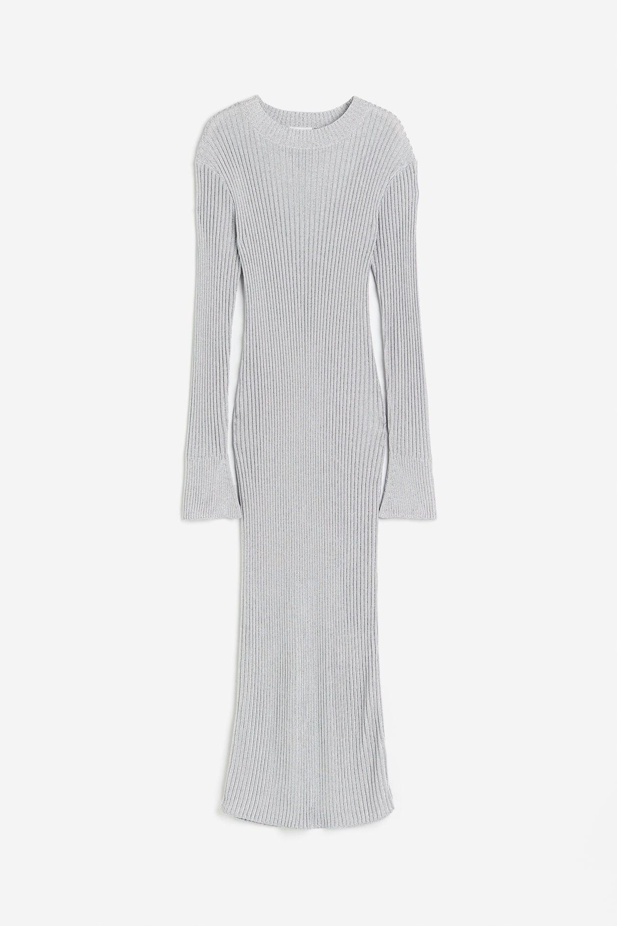 Shimmering rib-knit dress Silver-coloured Ladies H&M IN