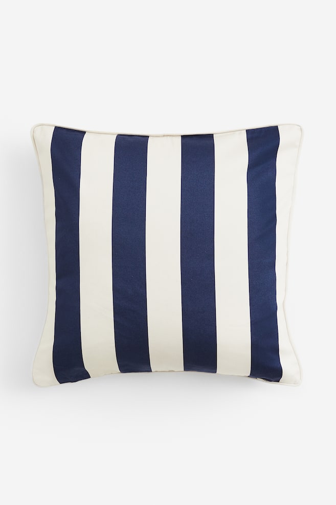Satin cushion cover - Navy blue/Striped/Black/Striped/Light beige/Natural white - 1