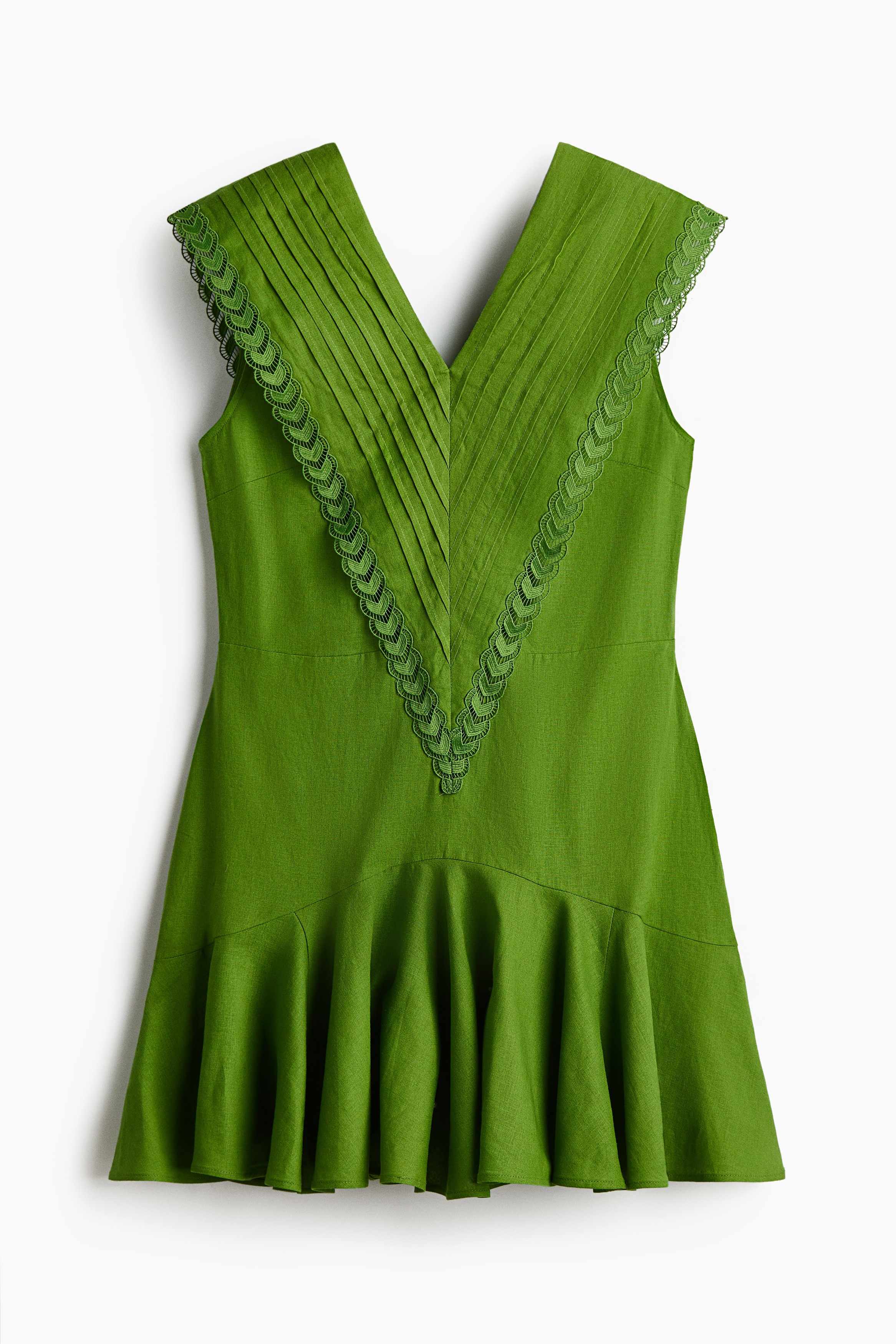 Vestido en mezcla de lino - Verde