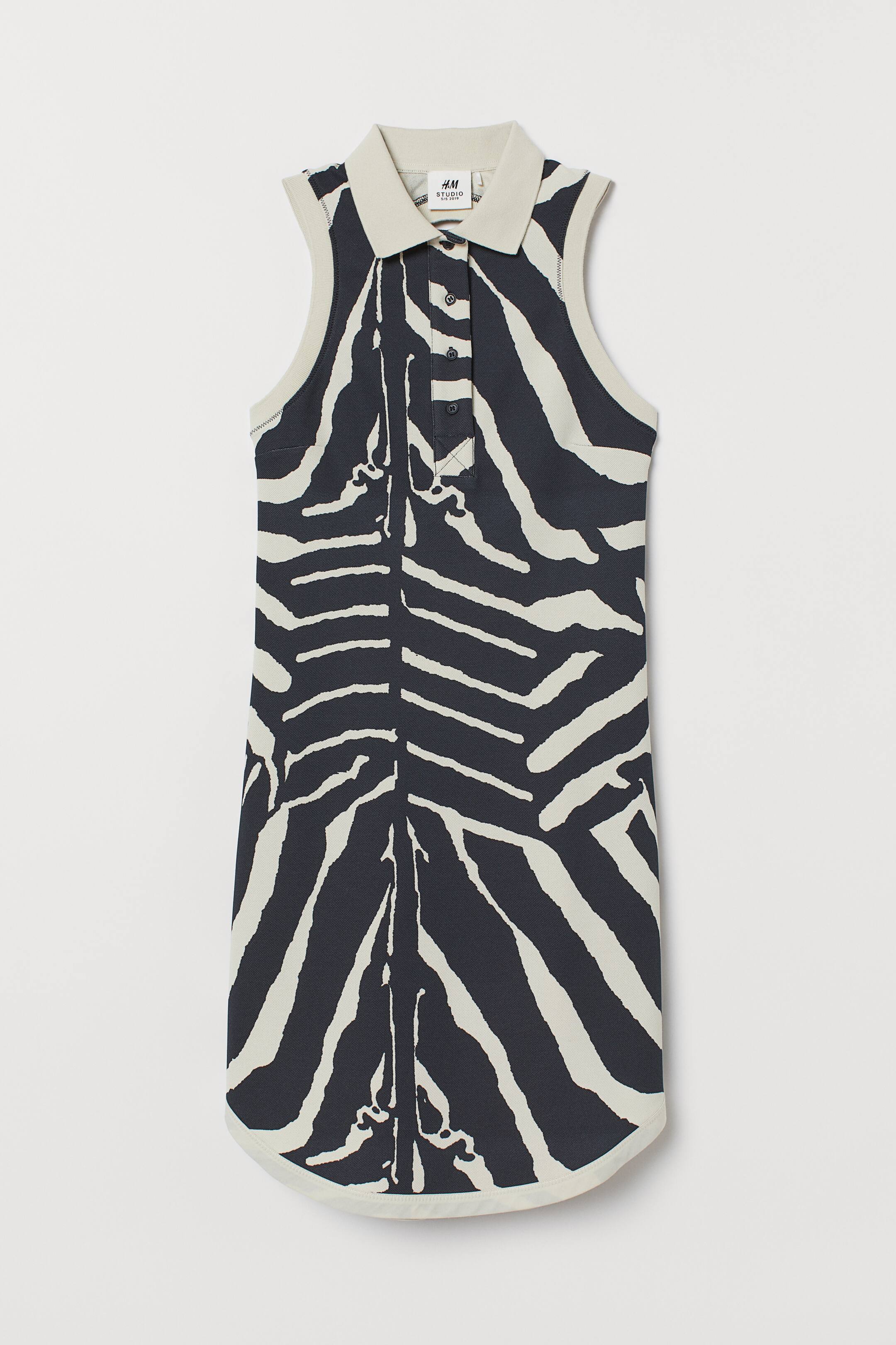 View larger image: Piqué dress - Cream/Zebra-striped - Ladies | H&M 1