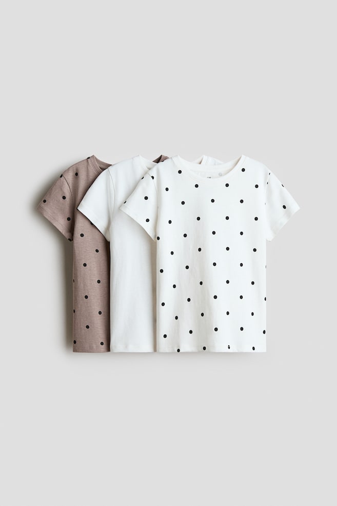 3-pack de playeras - Rosa tenue jaspeado/Lunares/Blanco/Lunares/Rosa/Corazones/Rosa claro/Blanco/Rosa/Corazones/Morado tenue/Corazones/Blanco/Corazones/Rosa claro/Azul claro - 1