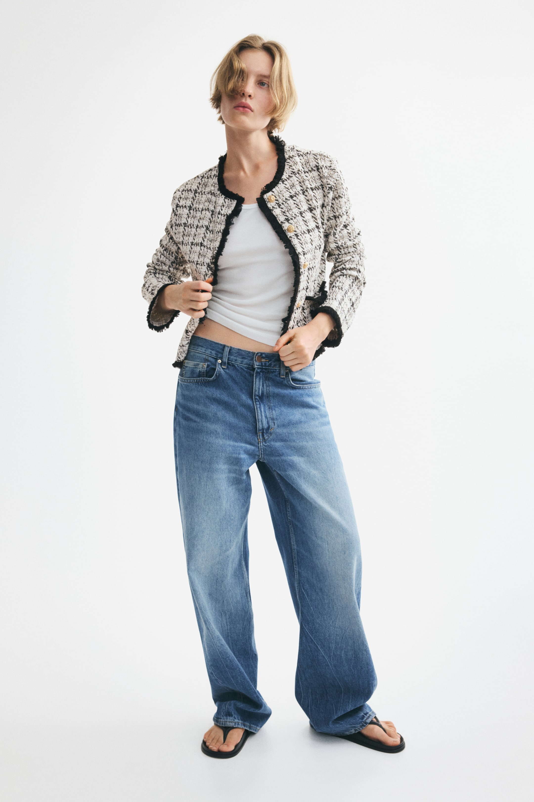 Veste frangée en tricot bouclé
