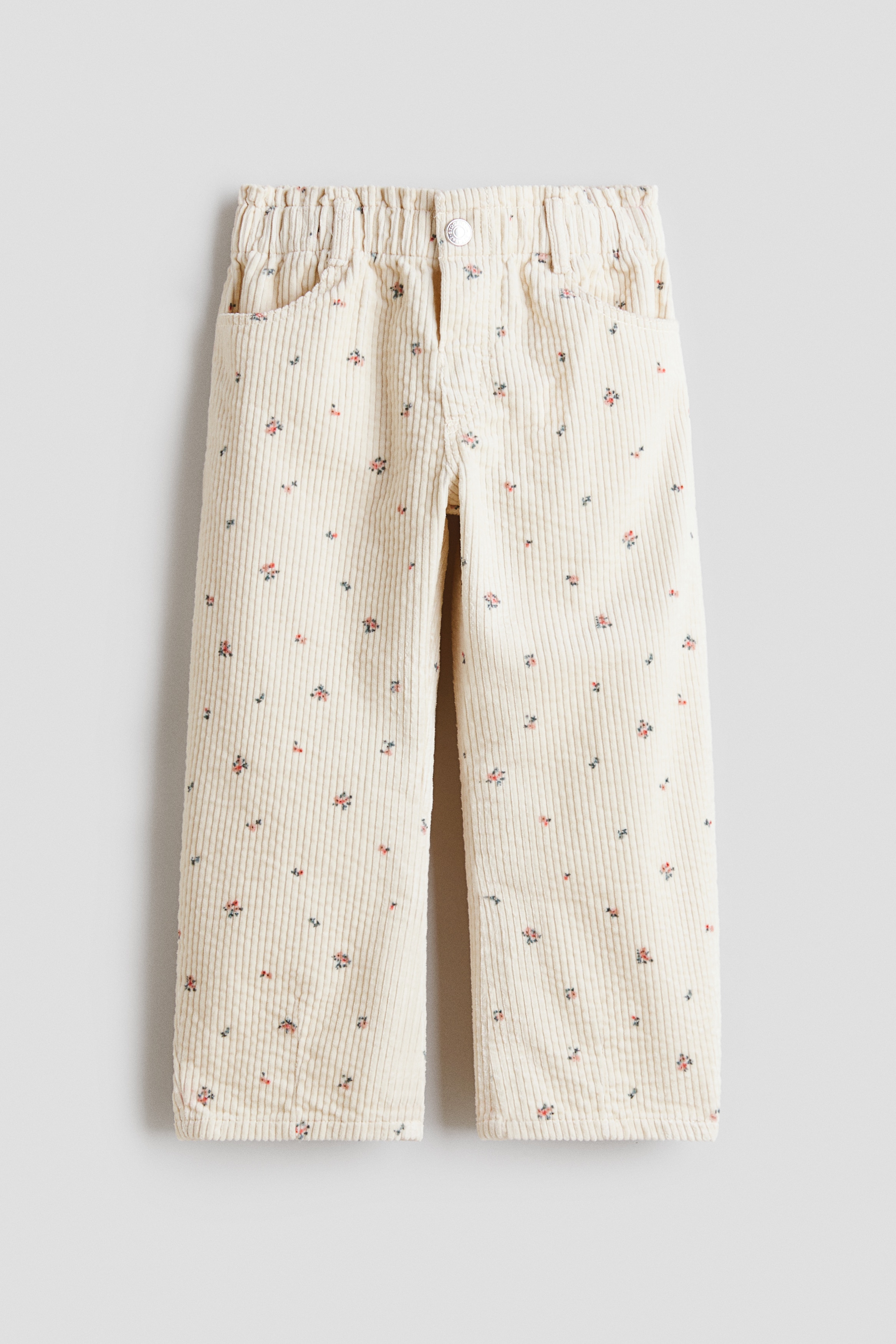 Cordhose mit Barrel-Bein - Cremefarben/Geblümt/Beige/Gepunktet