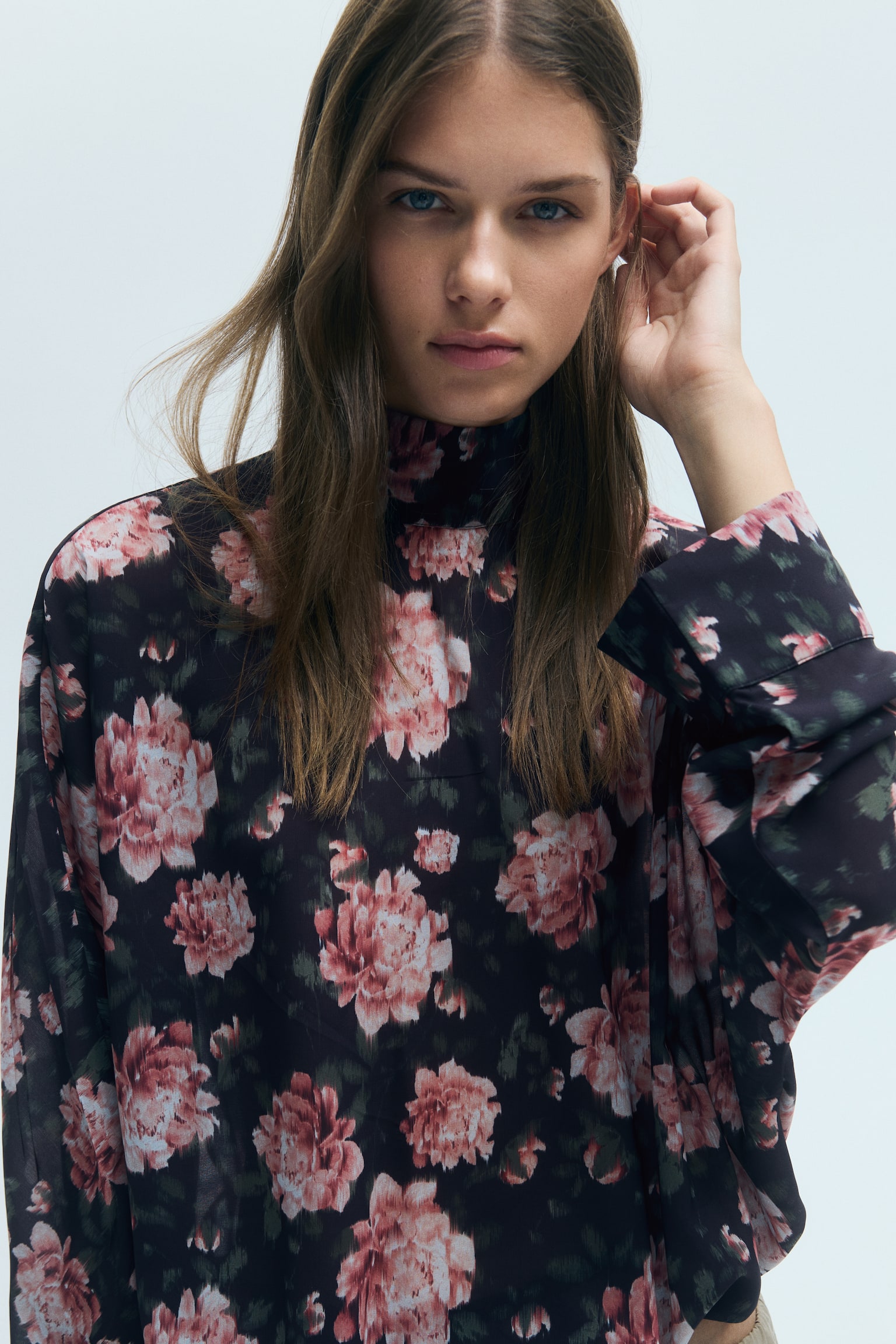 Женская блузка H&M Tie-Detail Blouse, цвет: Чёрный / С принтом — фото 3