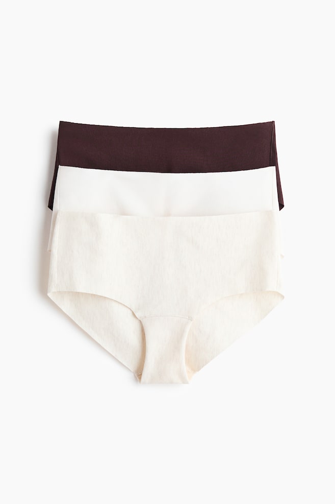 3-Pack Invisible Cotton Hipster Briefs - Dark brown/light beige melange/Black - 1