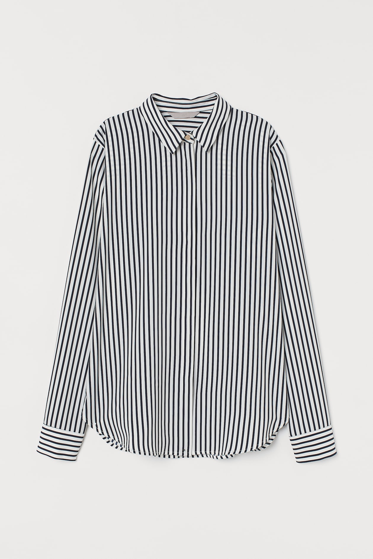 Long-sleeved Blouse - Long sleeve - White/Striped - Ladies | H&M US