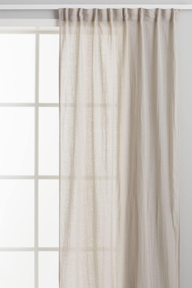 2-pack multiway linen-blend curtains - Light greige/White/Light beige/Brown - 1