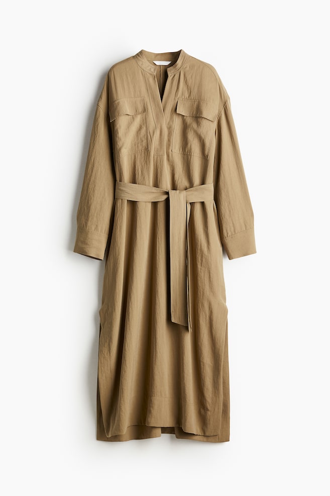Tie-belt cargo dress - Beige - 1