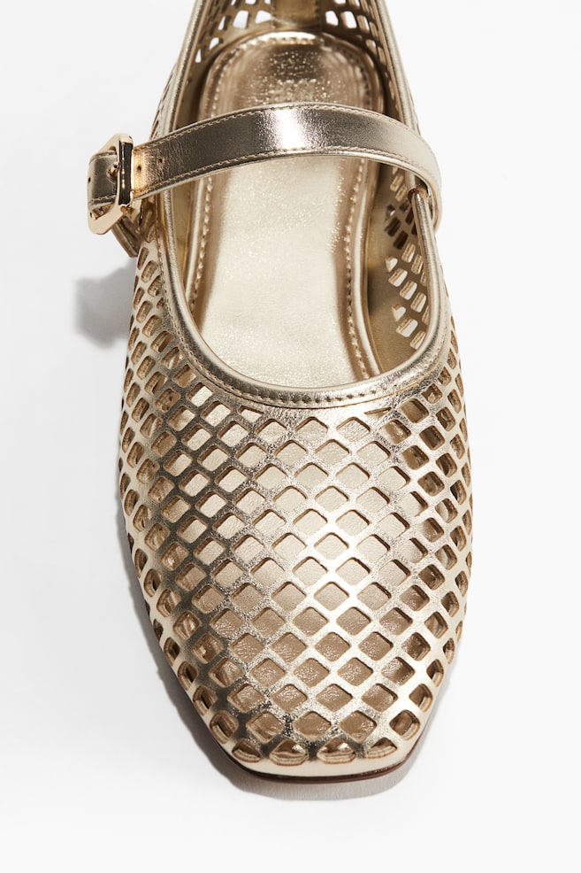 Perforierte Ballerinas im Mary-Jane-Stil - Goldfarben/Salbeigrün/Silberfarben/Hellbeige/Hellbeige/Schwarz/Schwarz/Weinrot - 1