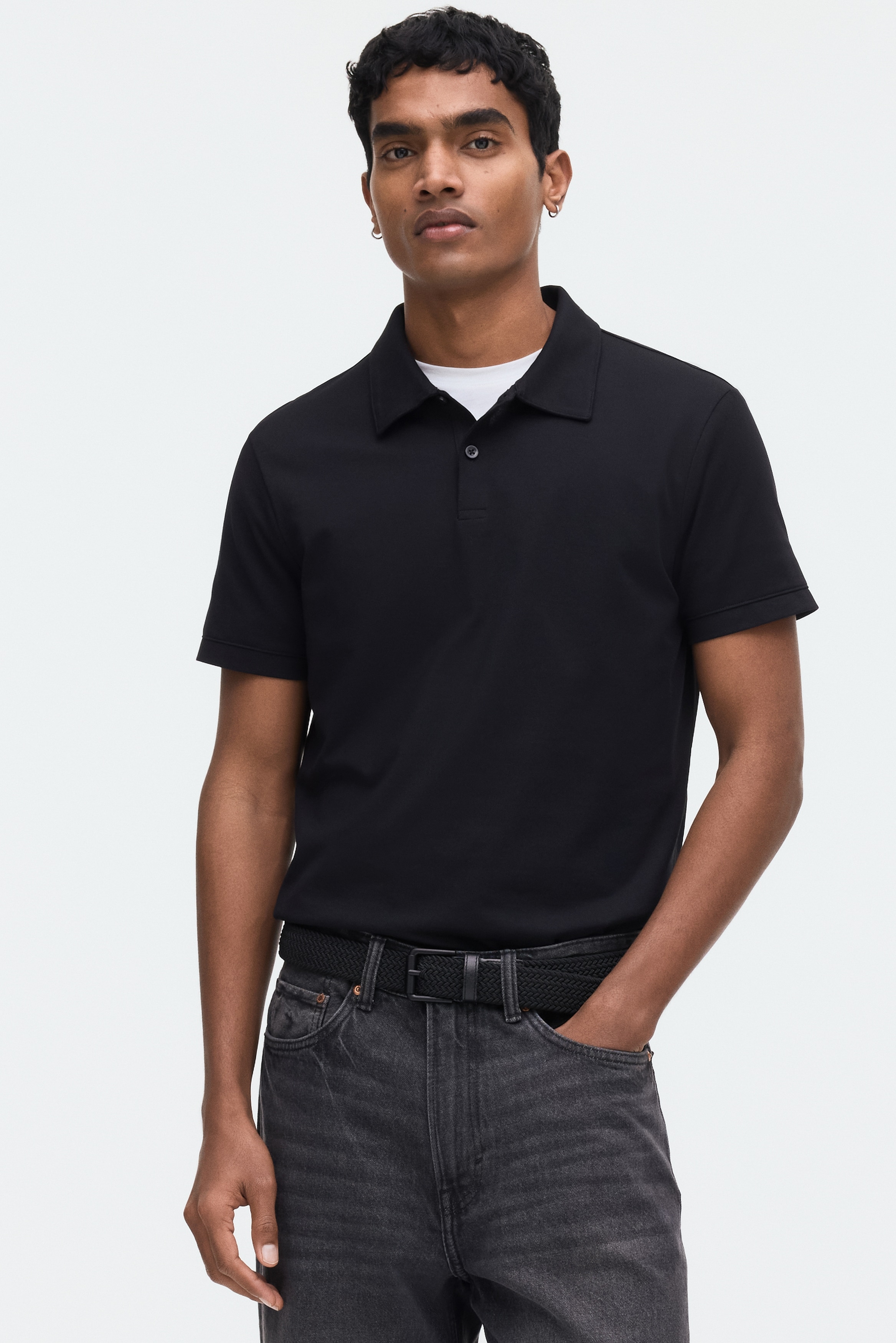 COOLMAX® Slim Fit Polo shirt - Black/White/Grey