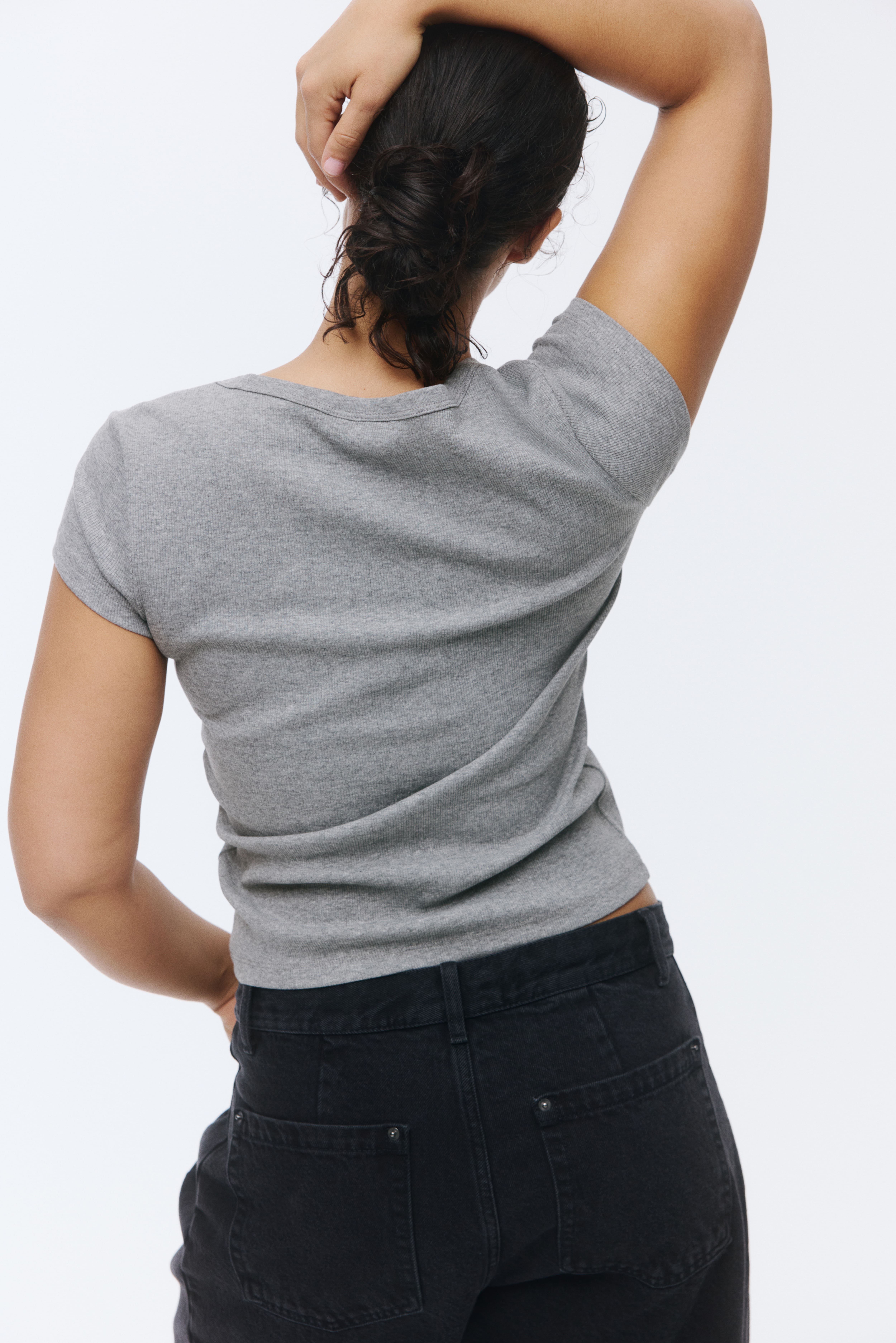 Ribbed Scoop-Neck T-Shirt