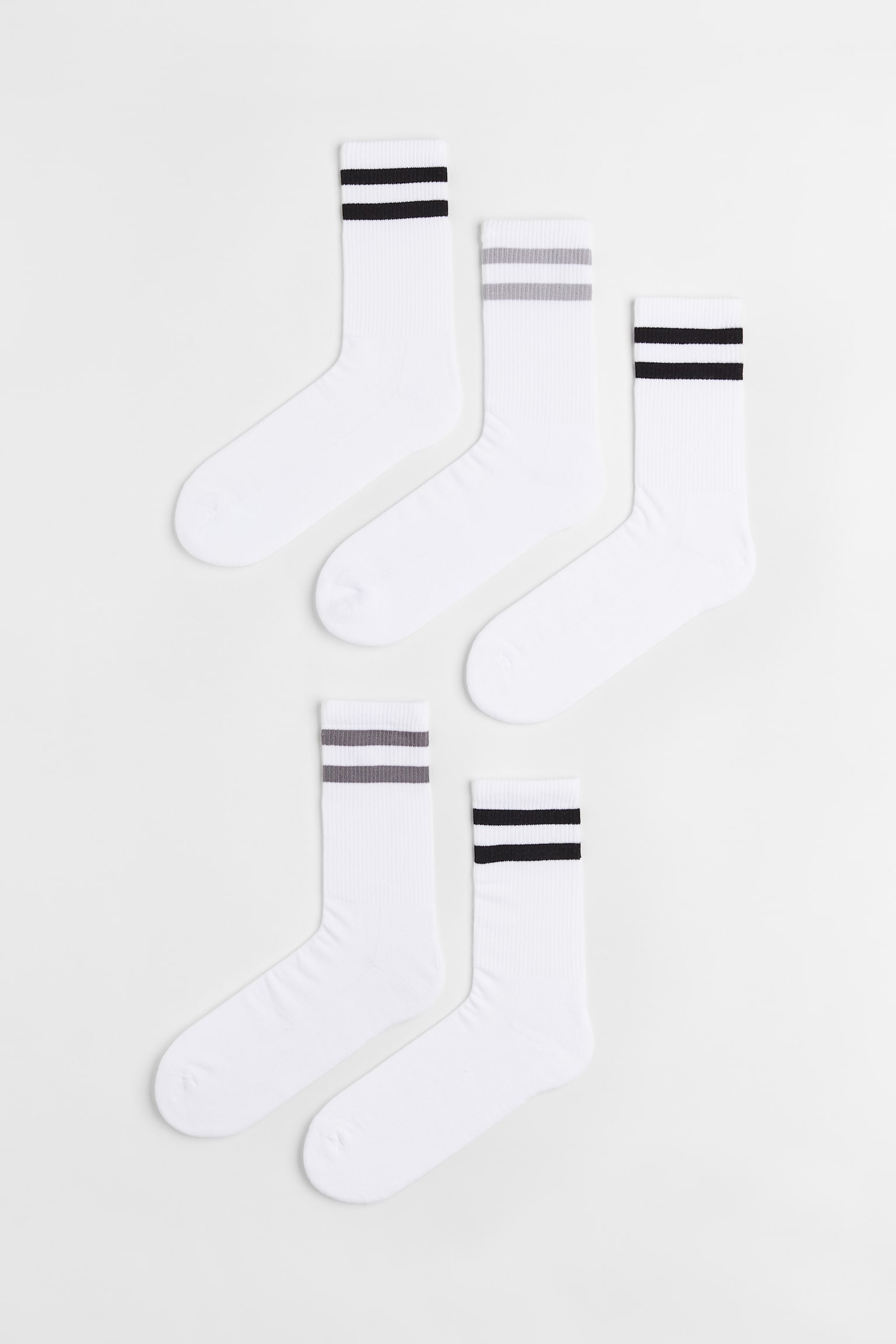 5-pack socks - White/Grey/Beige/Navy blue/Grey marl/Black/Grey/White - 1