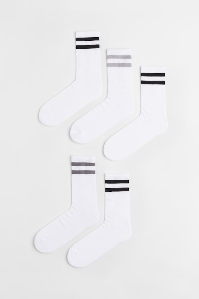 5 paria sukkia - Valkoinen/Harmaa/Tummanliila/Vaaleanbeige/Mintunvihreä/Vaaleanbeige/Keltainen/Punainen/dc/dc/dc - 1
